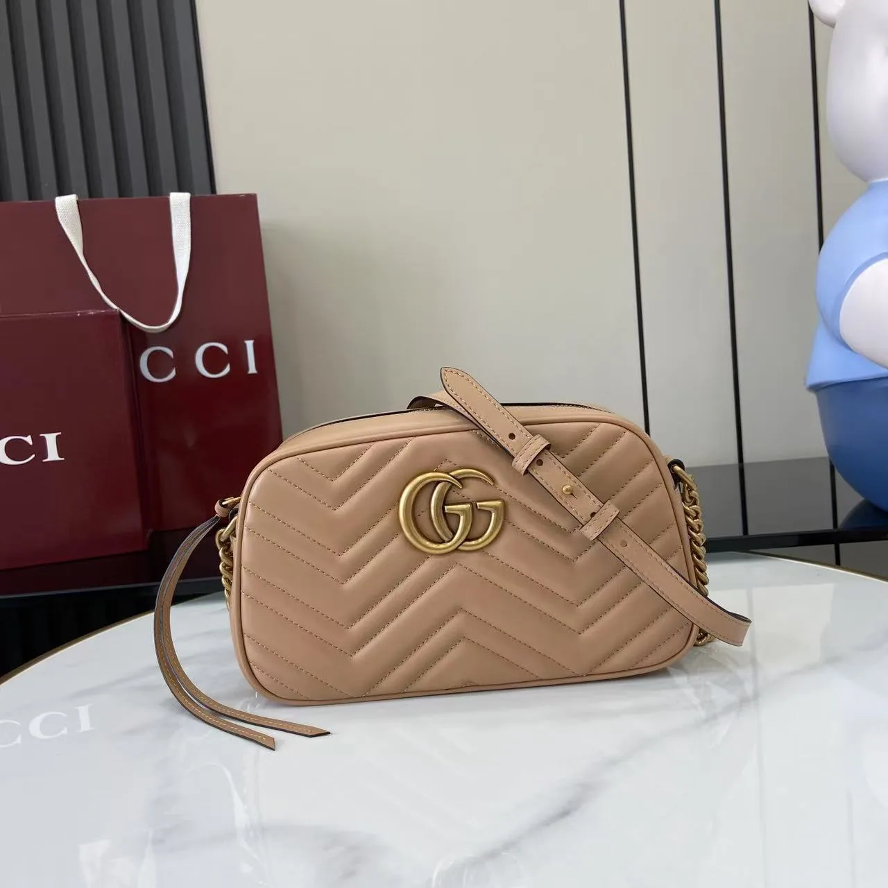 Gucci Beige Marmont GG Supreme Canvas Crossbody Bag product photo from LabelPicks