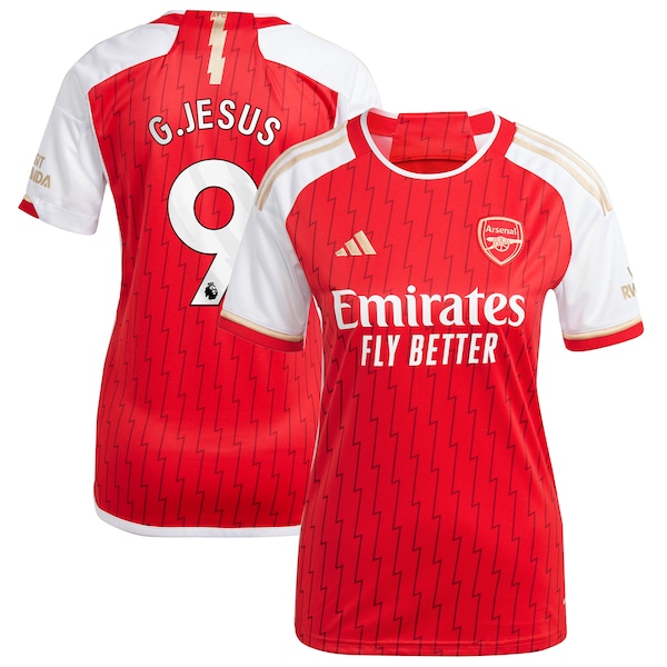 Gabriel Jesus Arsenal adidas Women's 2023/24 Home Replica Player Jersey - Red/Green/Yellow