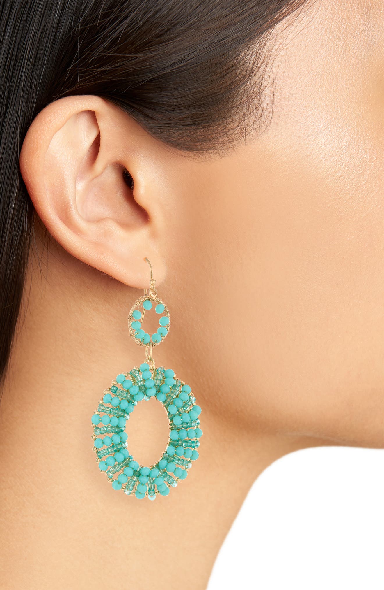 Tasha Beaded Oval Double Drop Earrings