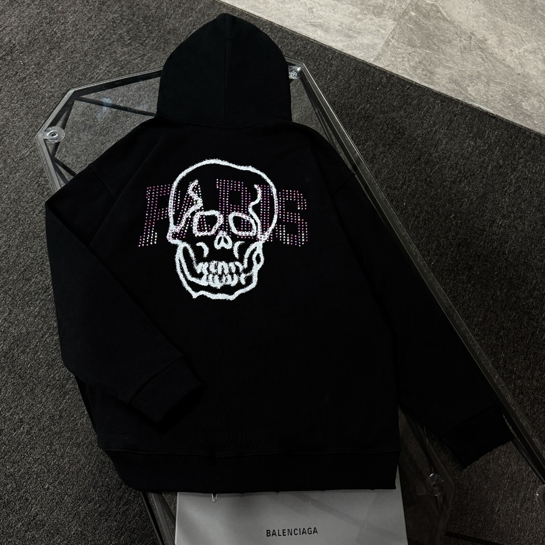 Letters Skull Print Long Sleeve Zipper Hoodies