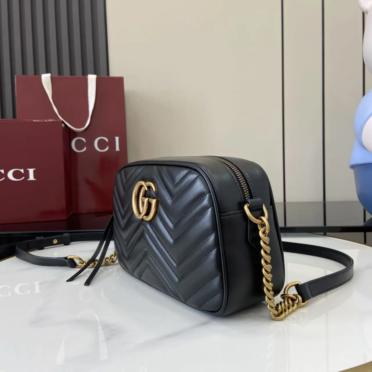 Gucci Marmont Black GG Supreme Canvas Crossbody Bag product photo from LabelPicks