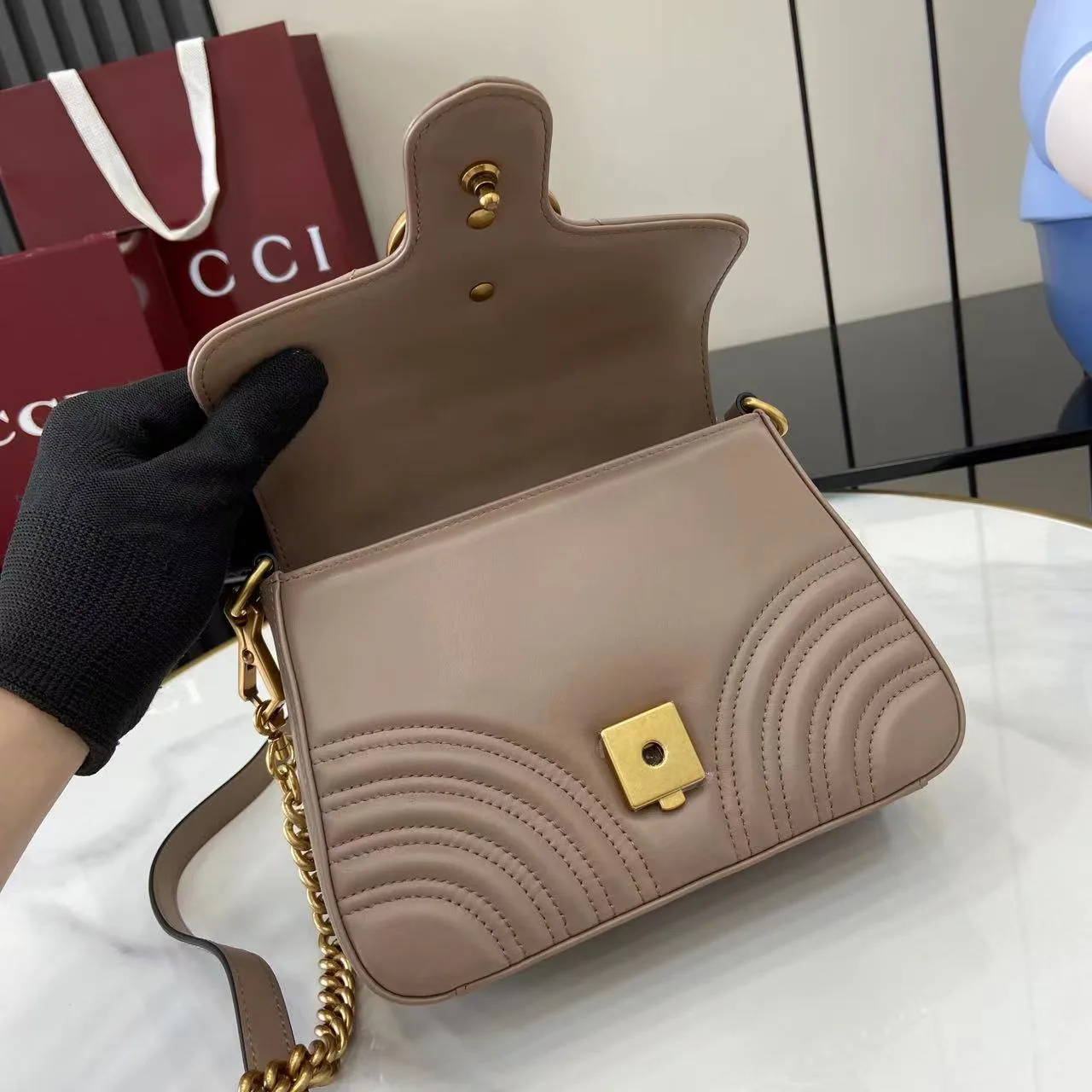 Gucci GG Supreme Canvas Marmont Top Handle Bag product photo from LabelPicks