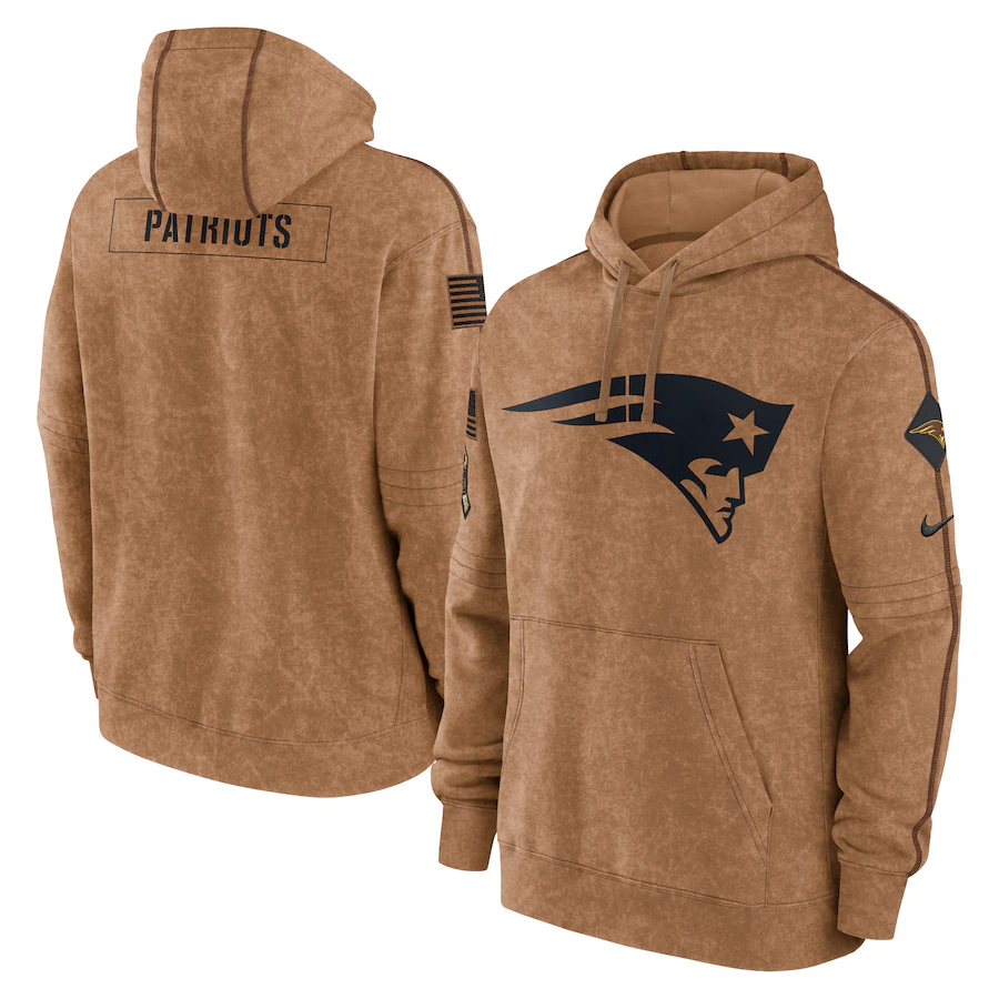 New England Patriots Men's Nike Brown 2023 Salute To Service Club Pullover Hoodie