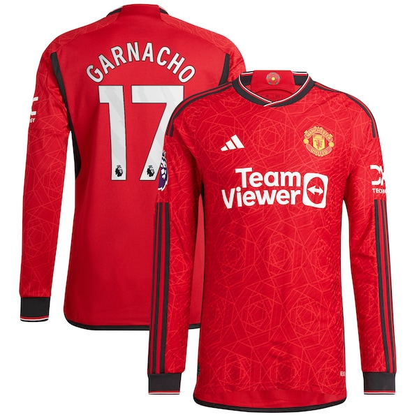 Alejandro Garnacho Manchester United adidas 2023/24 Home Authentic Long Sleeve Player Jersey – Red