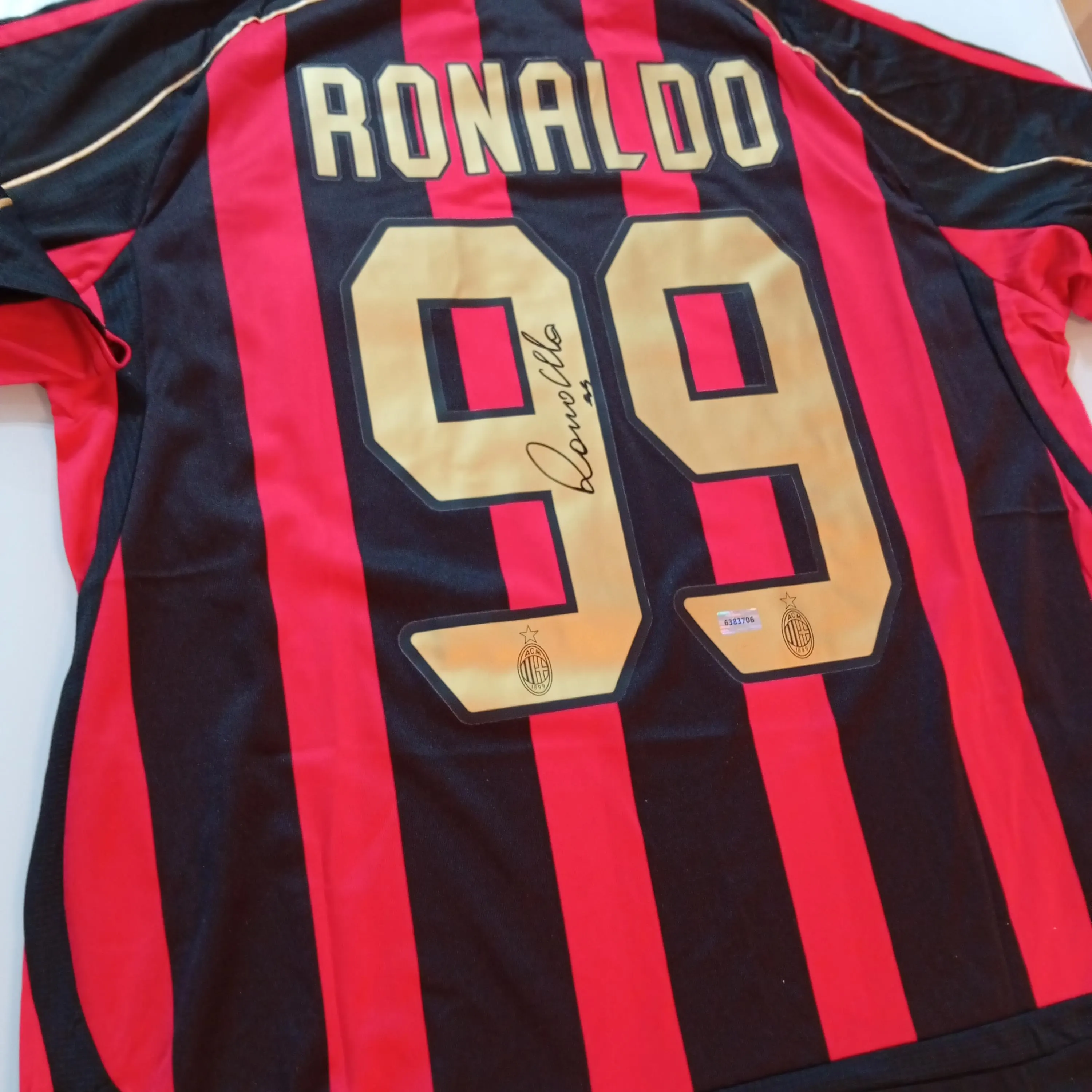 RONALDINHO Signed Autographed AC Milan #99 Soccer Jersey/Football Shirt With COA
