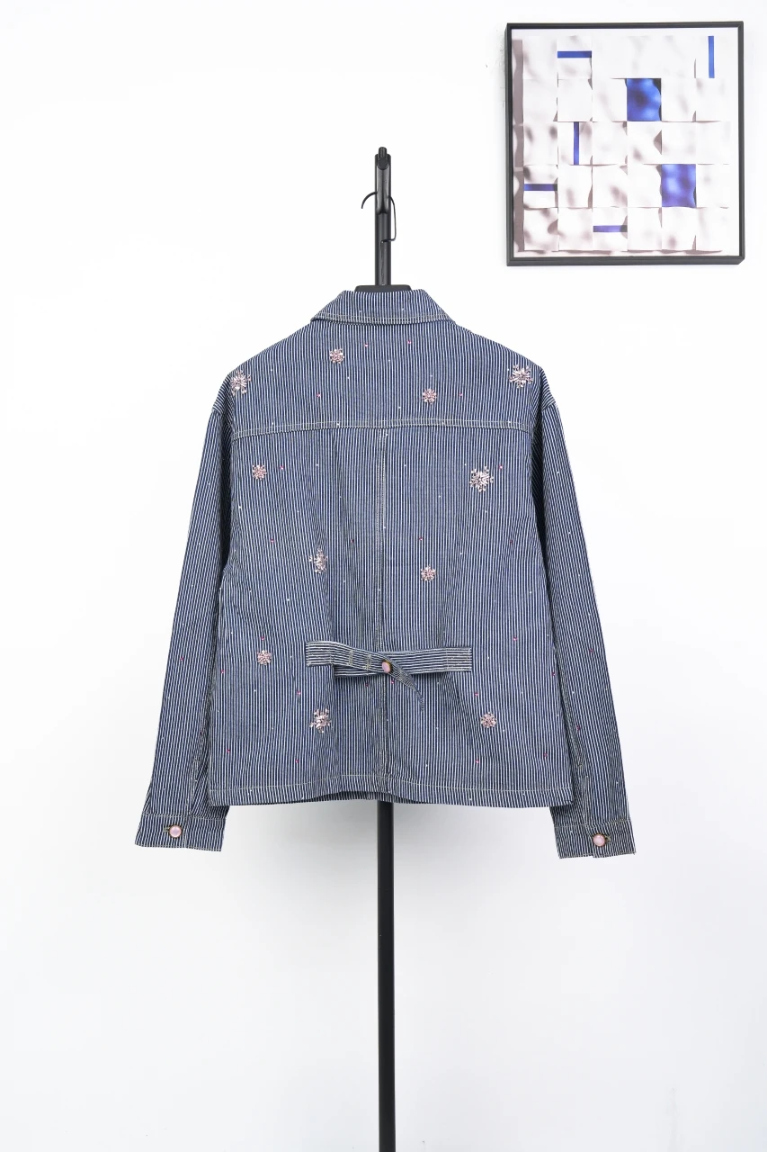 Louis Vuitton Blue Sakura Embroidered Stripe Denim Jacket product photo from LabelPicks
