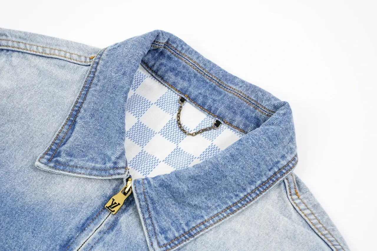 Louis Vuitton Light Blue Monogram Letter Stitch Zip Denim Jacket product photo from LabelPicks