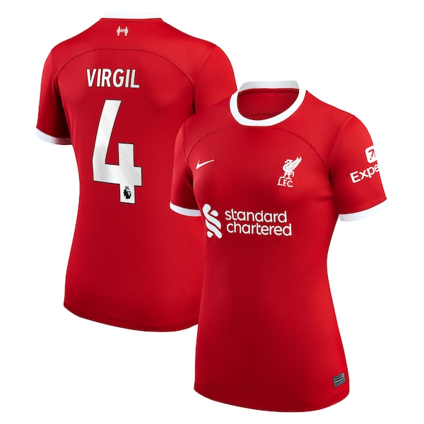 Virgil Van Dijk Liverpool Nike Women's 2023/24 Home Replica Player Jersey - Red/White