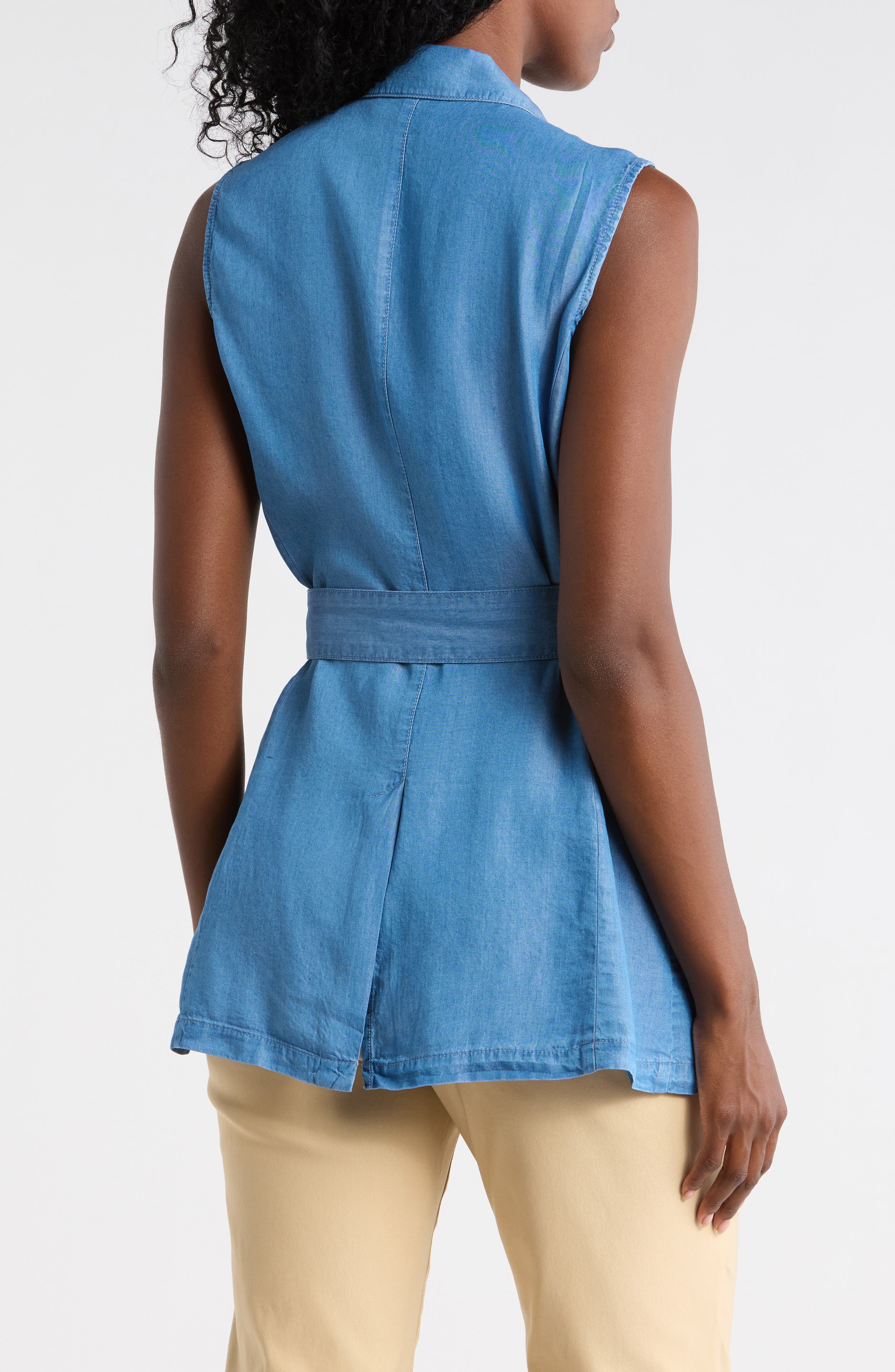 Nicole Miller Belted Denim Vest