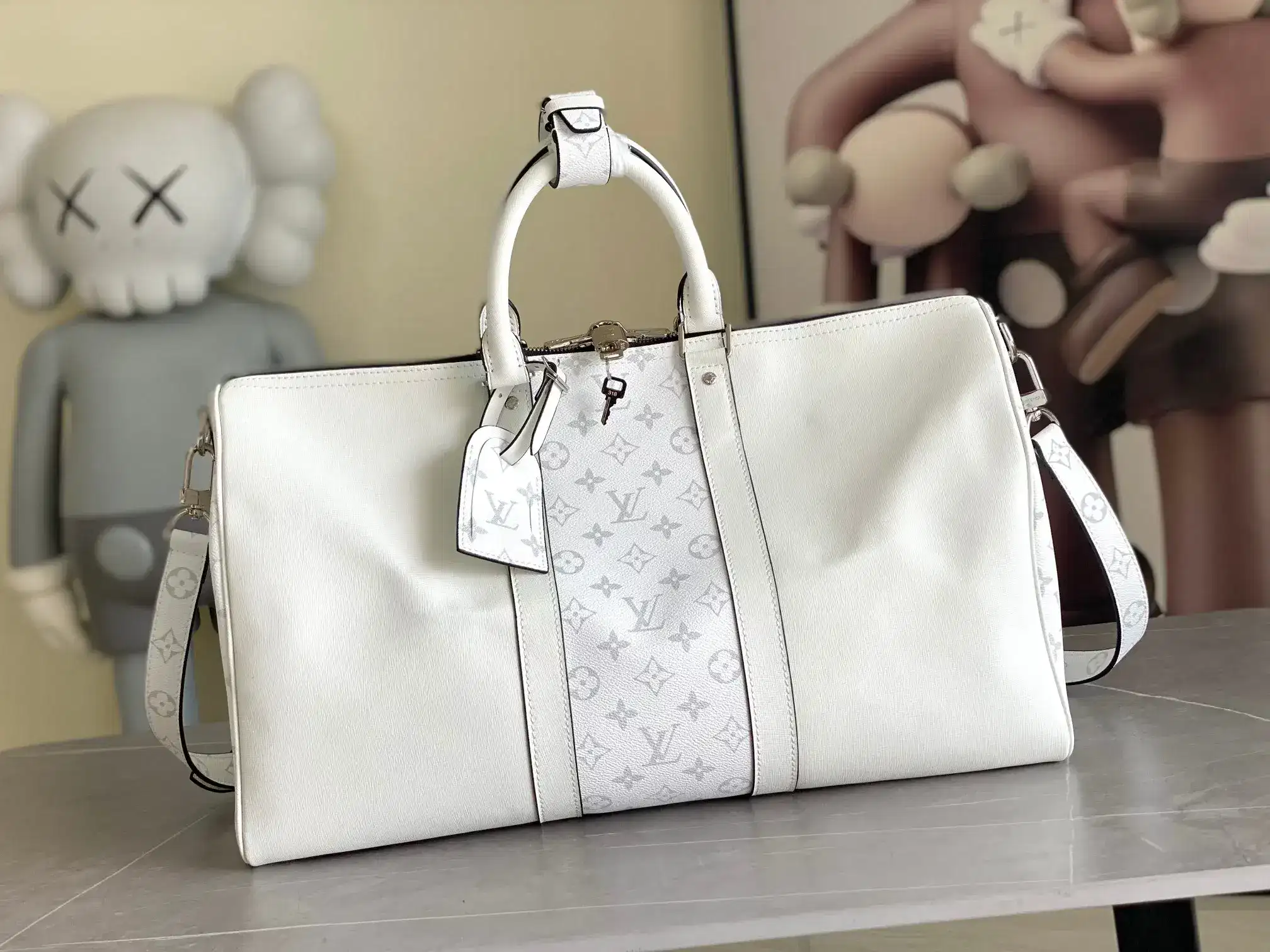 Louis Vuitton Keepall White Canvas and Leather Tote Bag product photo from LabelPicks