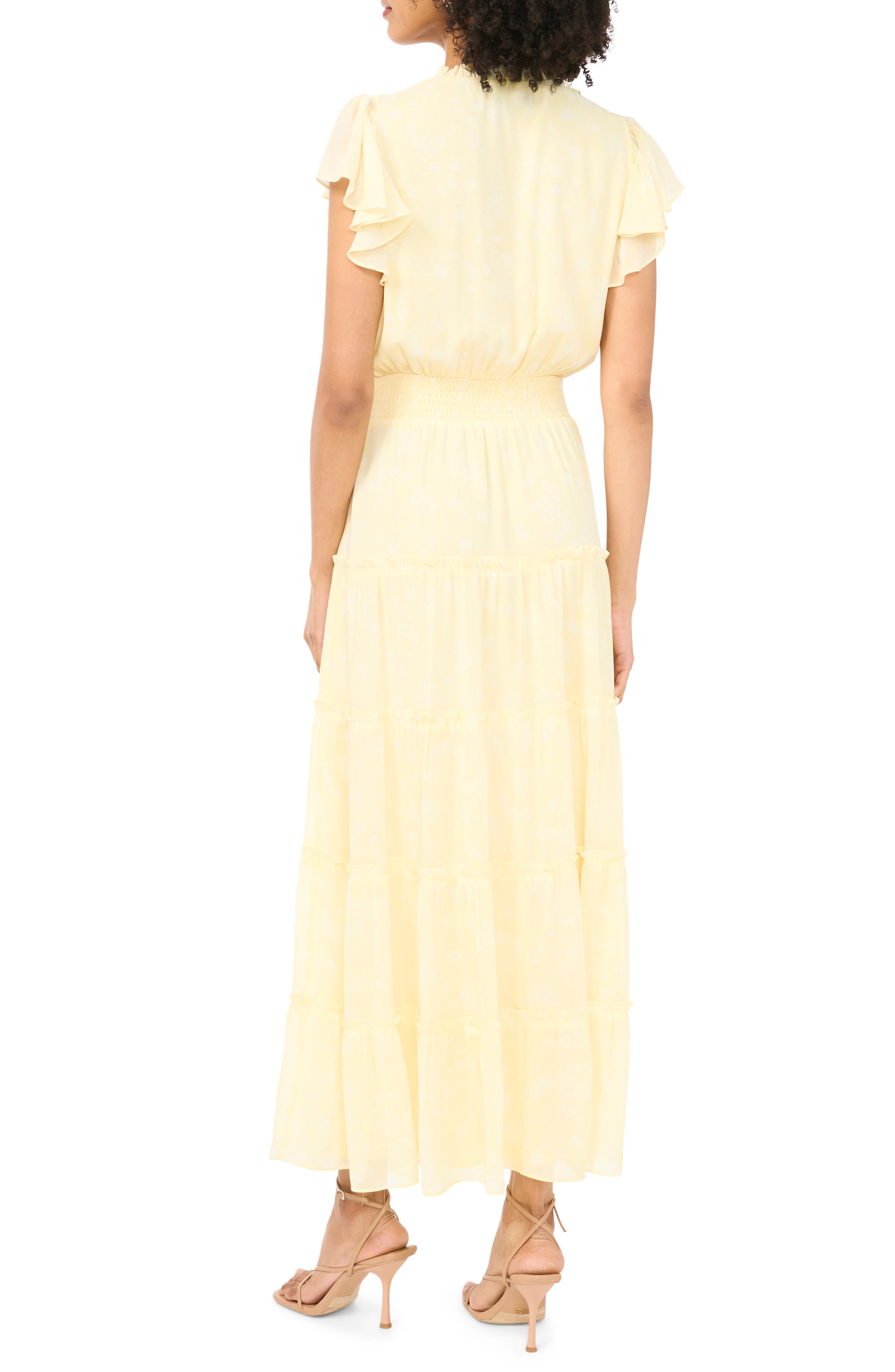1.STATE Smocked Neck Tiered Maxi Dress