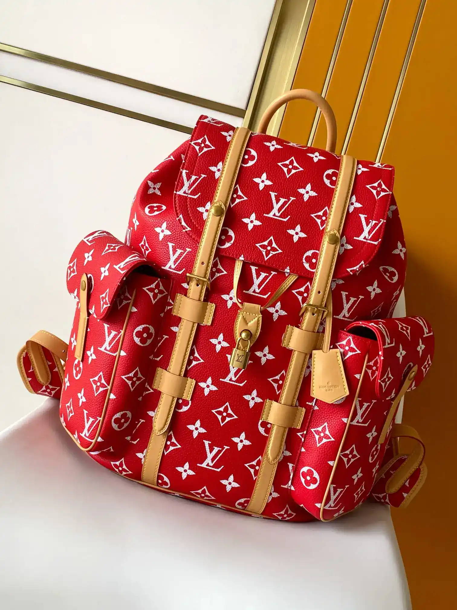Louis Vuitton Christopher Red Monogram Canvas Backpack product photo from LabelPicks