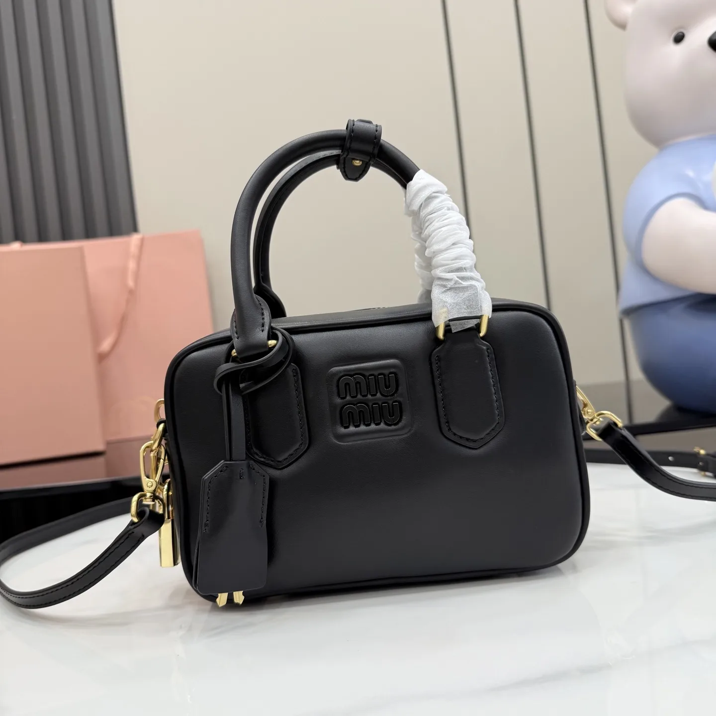 Miu Miu Matelasse Black Calfskin Top Handle Bag product photo from LabelPicks
