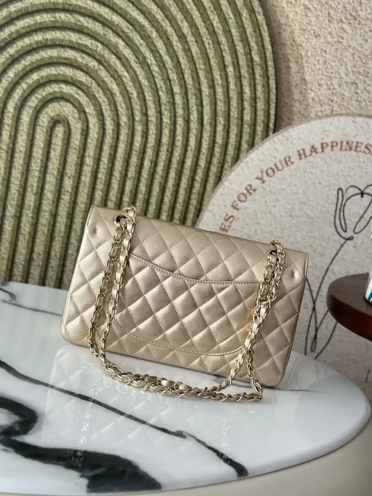 Chanel Classic Flap Gold Lambskin Shoulder Bag product photo from LabelPicks