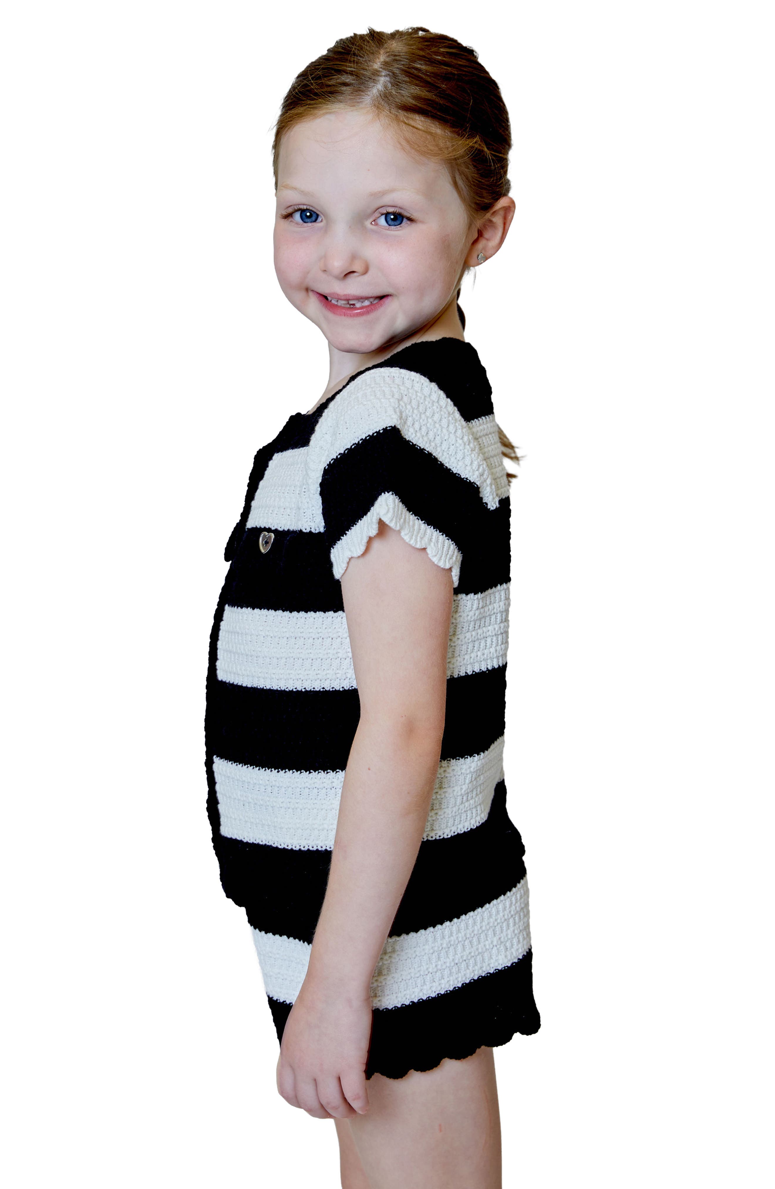Design History Kids' Stripe Short Sleeve Sweater & Shorts Set