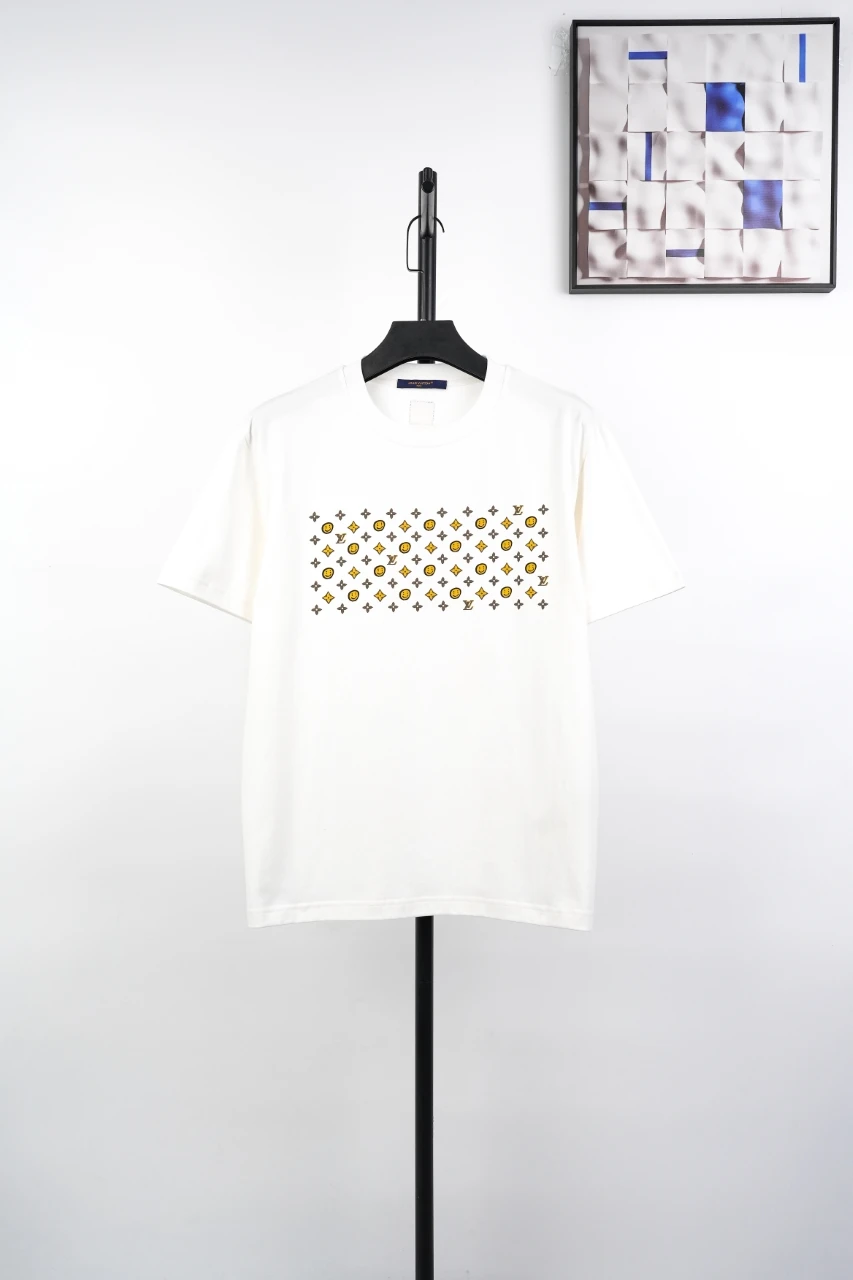 Louis Vuitton White Smiley Damier Print T-Shirt product photo from LabelPicks