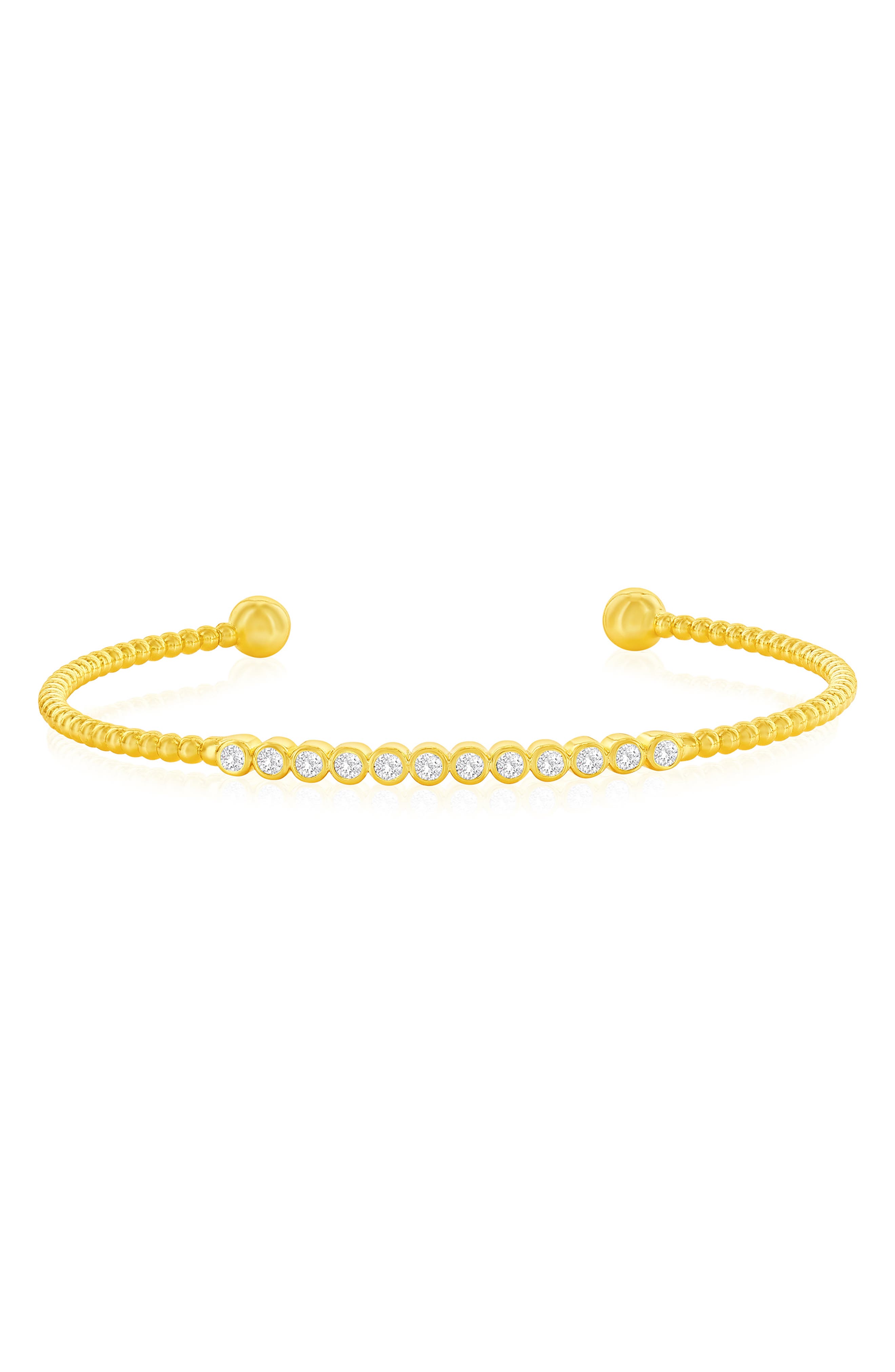 SIMONA Bezel Set Cubic Zirconia Beaded Bracelet