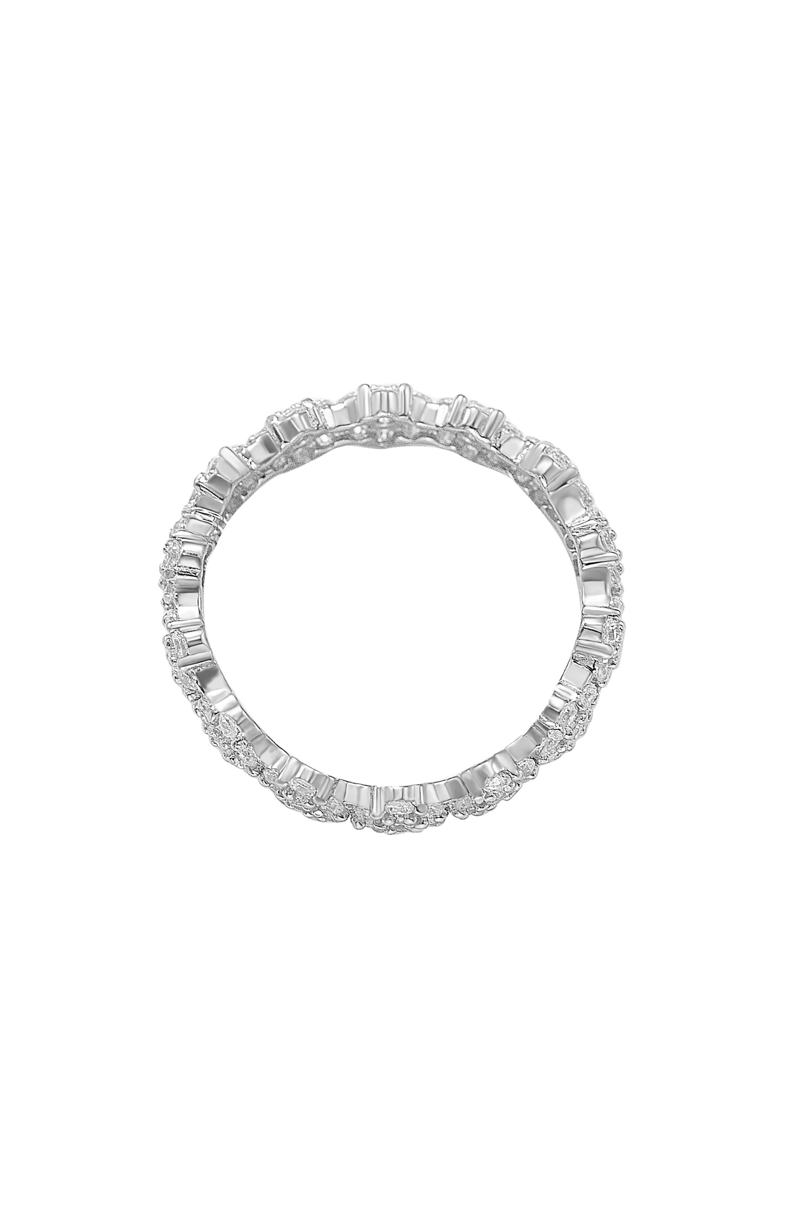 SUZY LEVIAN Sterling Silver White CZ Flower Pave Eternity Band Ring