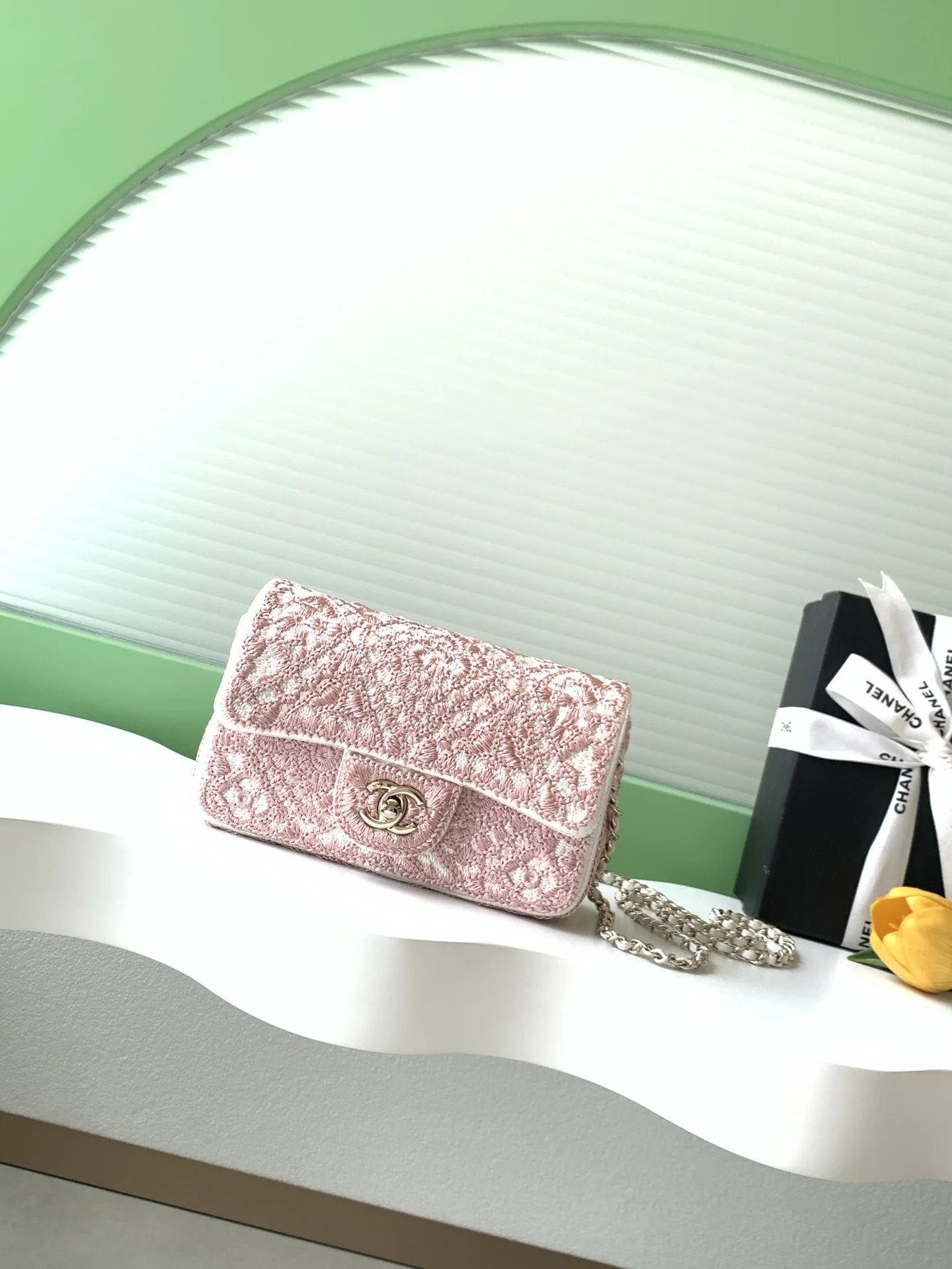 Chanel Pink Woven Leather Crossbody Bag product photo from LabelPicks