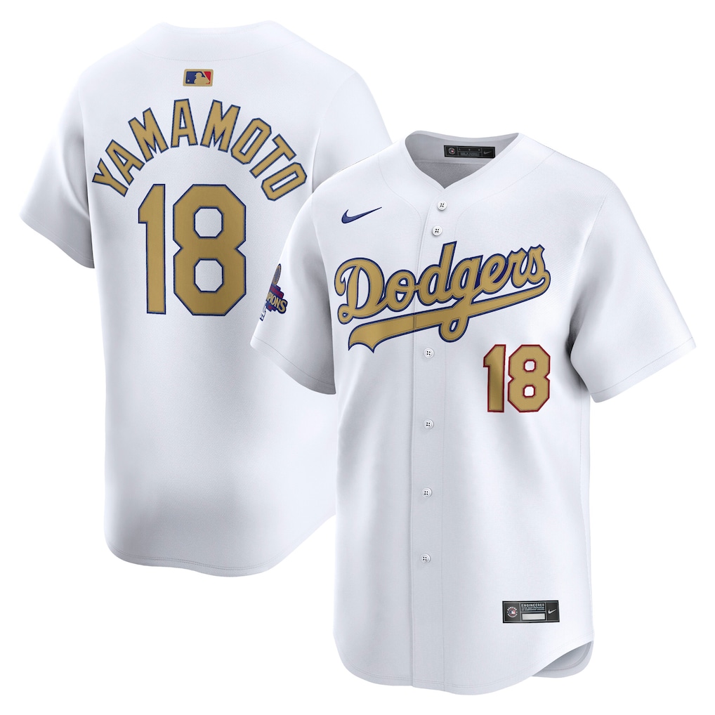 Yoshinobu Yamamoto Los Angeles Dodgers Nike 2025 Gold Collection Limited Jersey – White