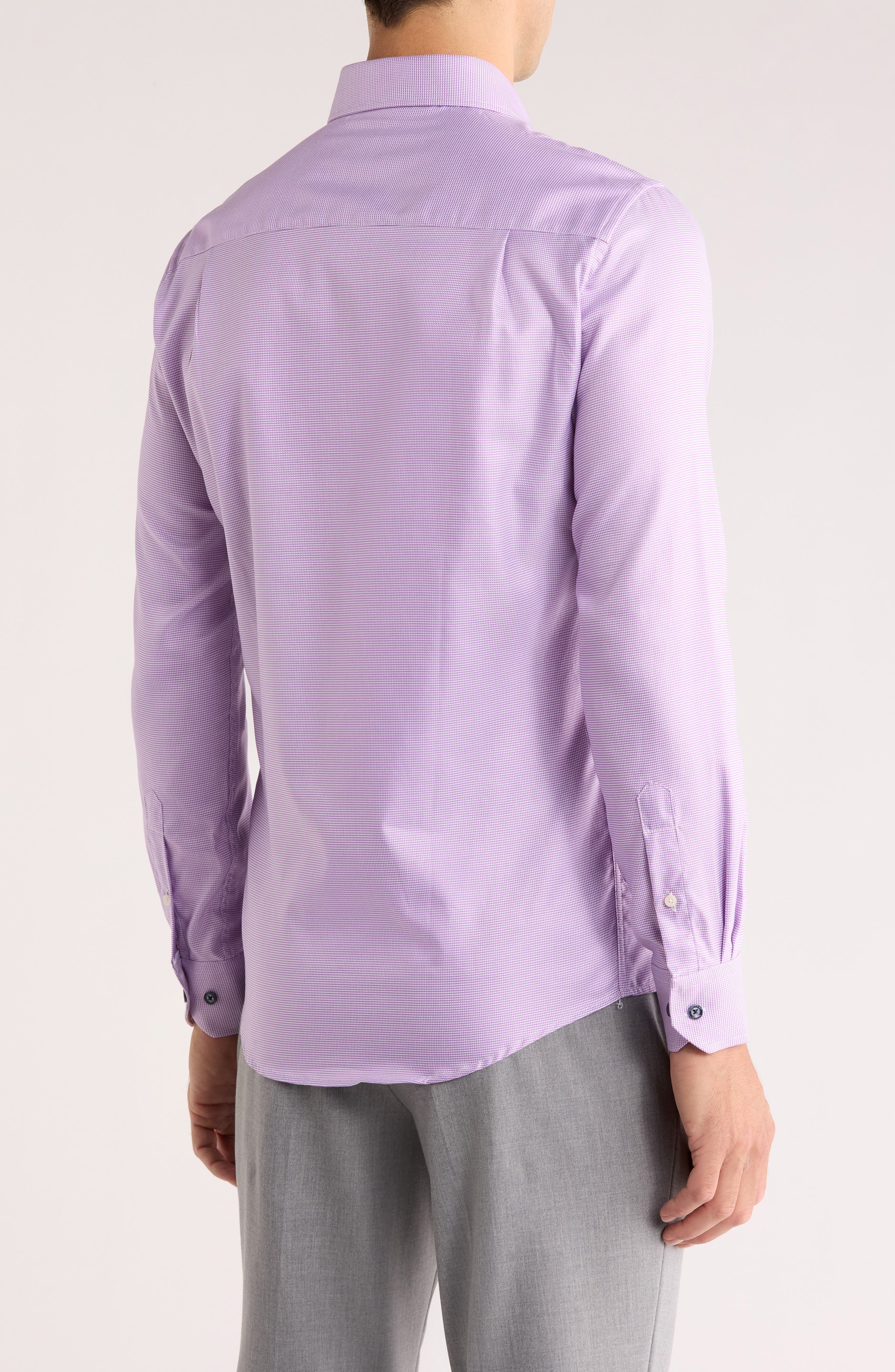 Duchamp Slim Fit Textured Stretch Cotton Dress Shirt