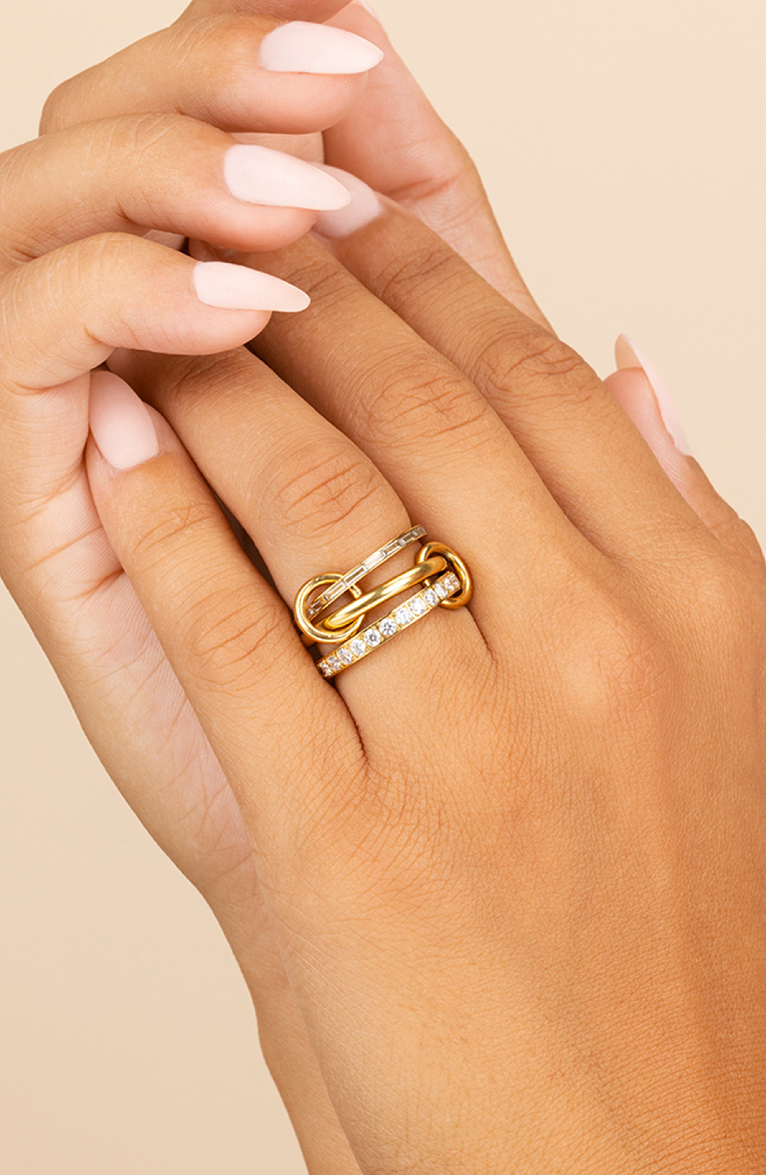 Sterling Forever Thea Cubic Zirconia Linked Stacking Band Rings