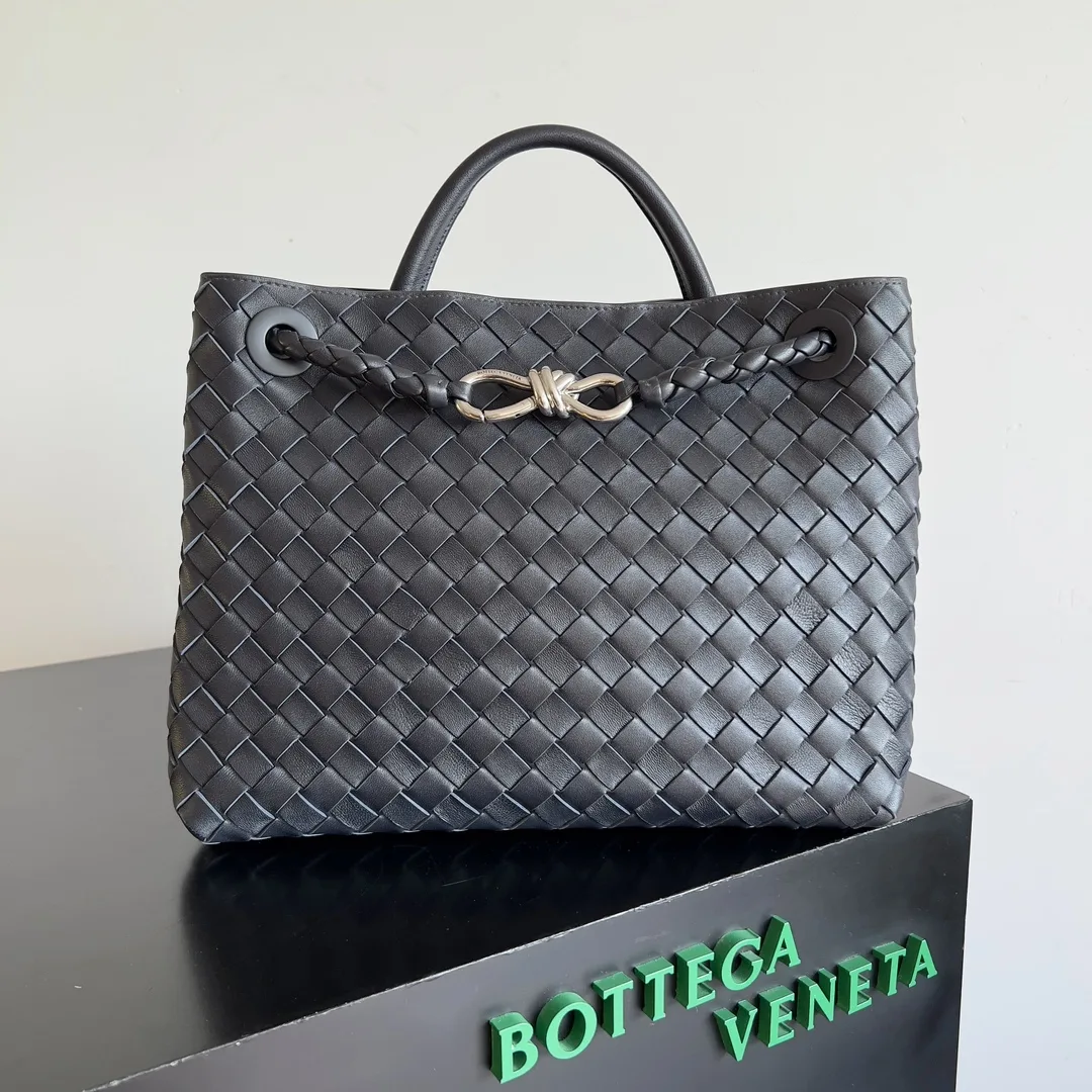 Bottega Veneta Andiamo White Intrecciato Woven Leather Top Handle Bag product photo from LabelPicks