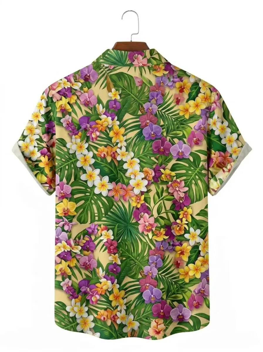 Men’s printed shirts Full Bloom Tropical Floral Aloha Shirt