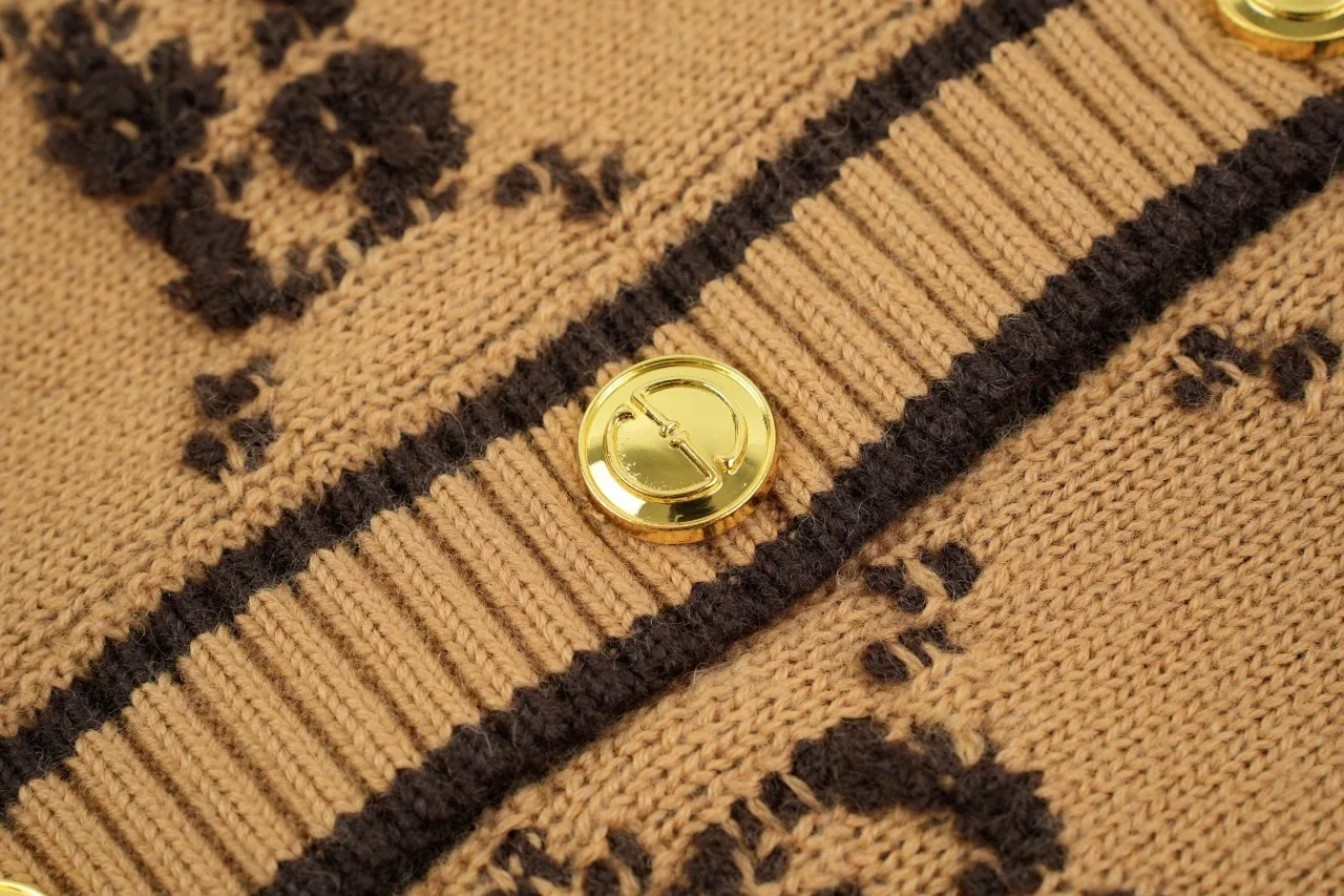 GUCCI Caramel Brown GG Jacquard Knit Cardigan product photo from LabelPicks
