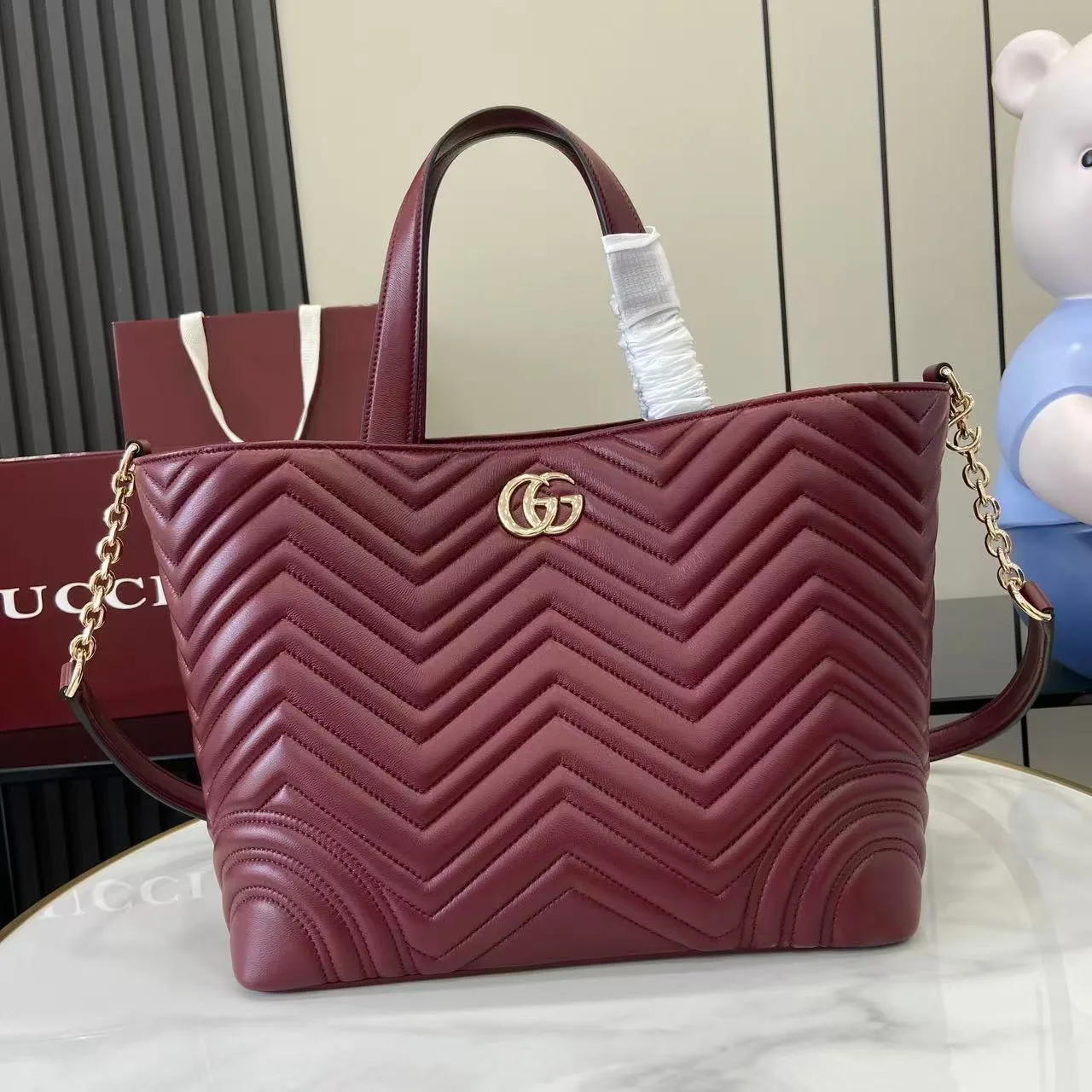 Gucci Marmont Red GG Supreme Canvas Tote Bag product photo from LabelPicks