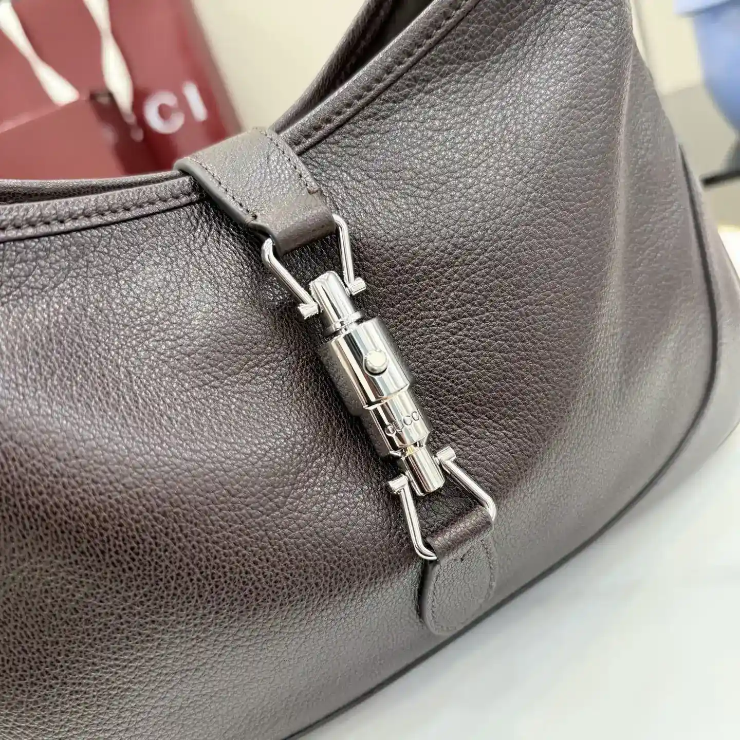 Gucci Brown Jackie Grained Leather Shoulder Bag product photo from LabelPicks