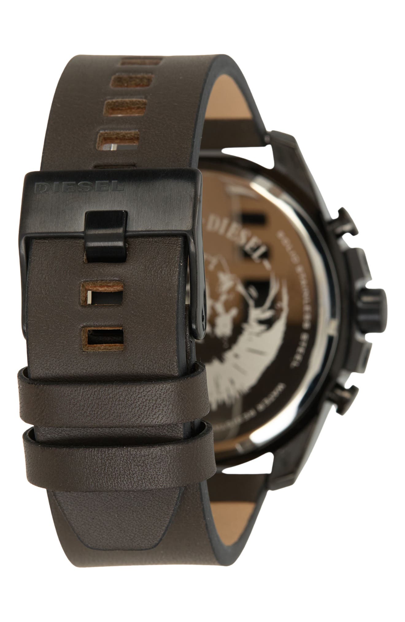 DIESEL® DIESEL Men's Mega Chief Leather Strap Chronograph Watch, 45mm