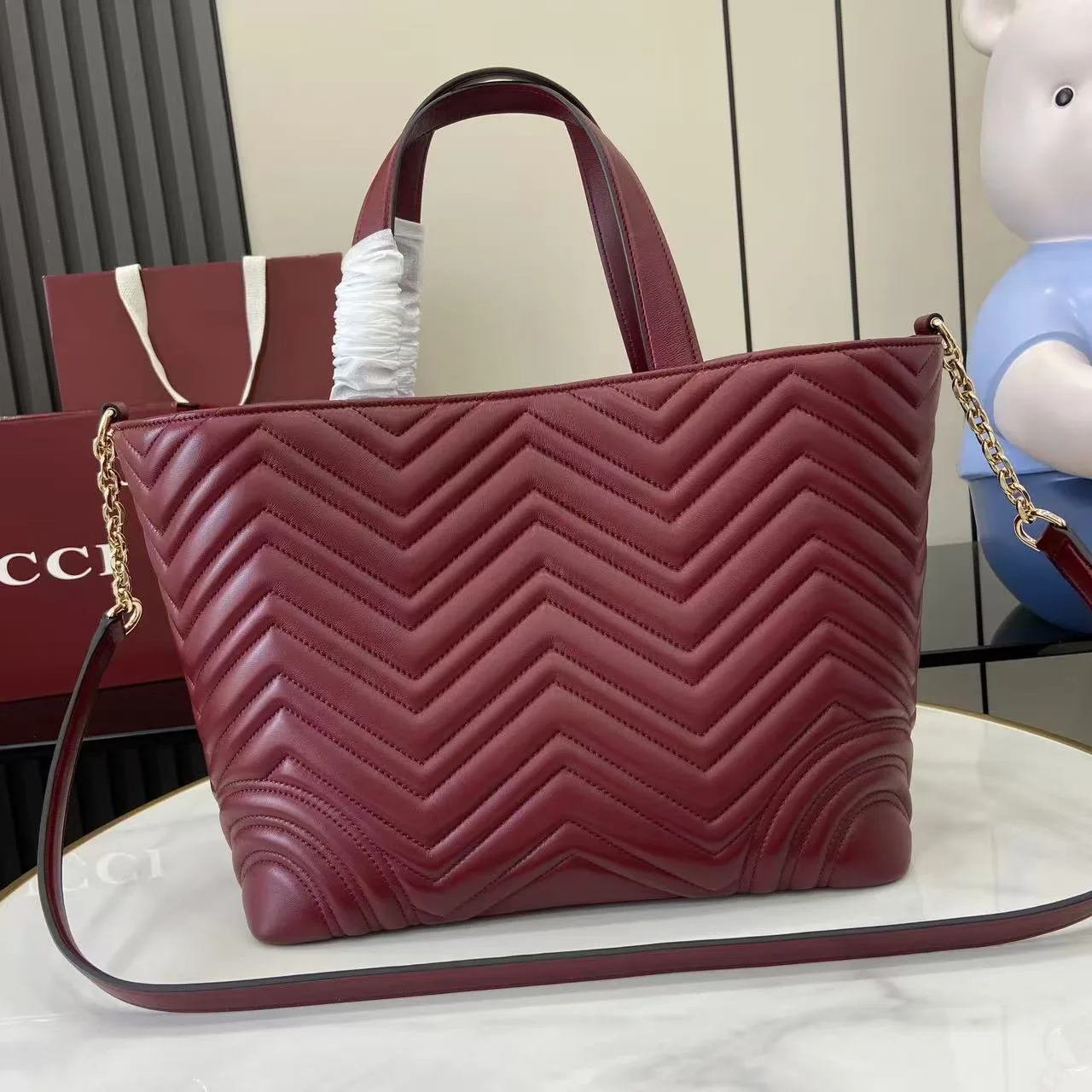 Gucci Marmont Red GG Supreme Canvas Tote Bag product photo from LabelPicks