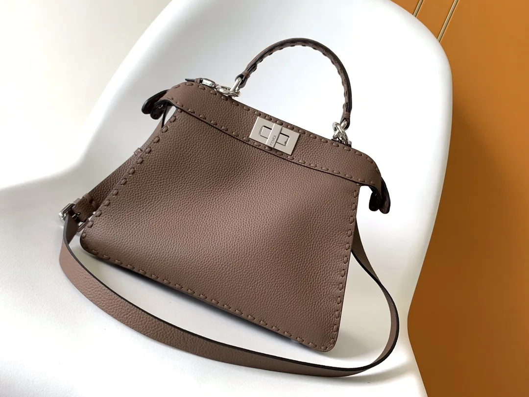 Fendi Peekaboo Brown Calfskin Top Handle Bag product photo from LabelPicks