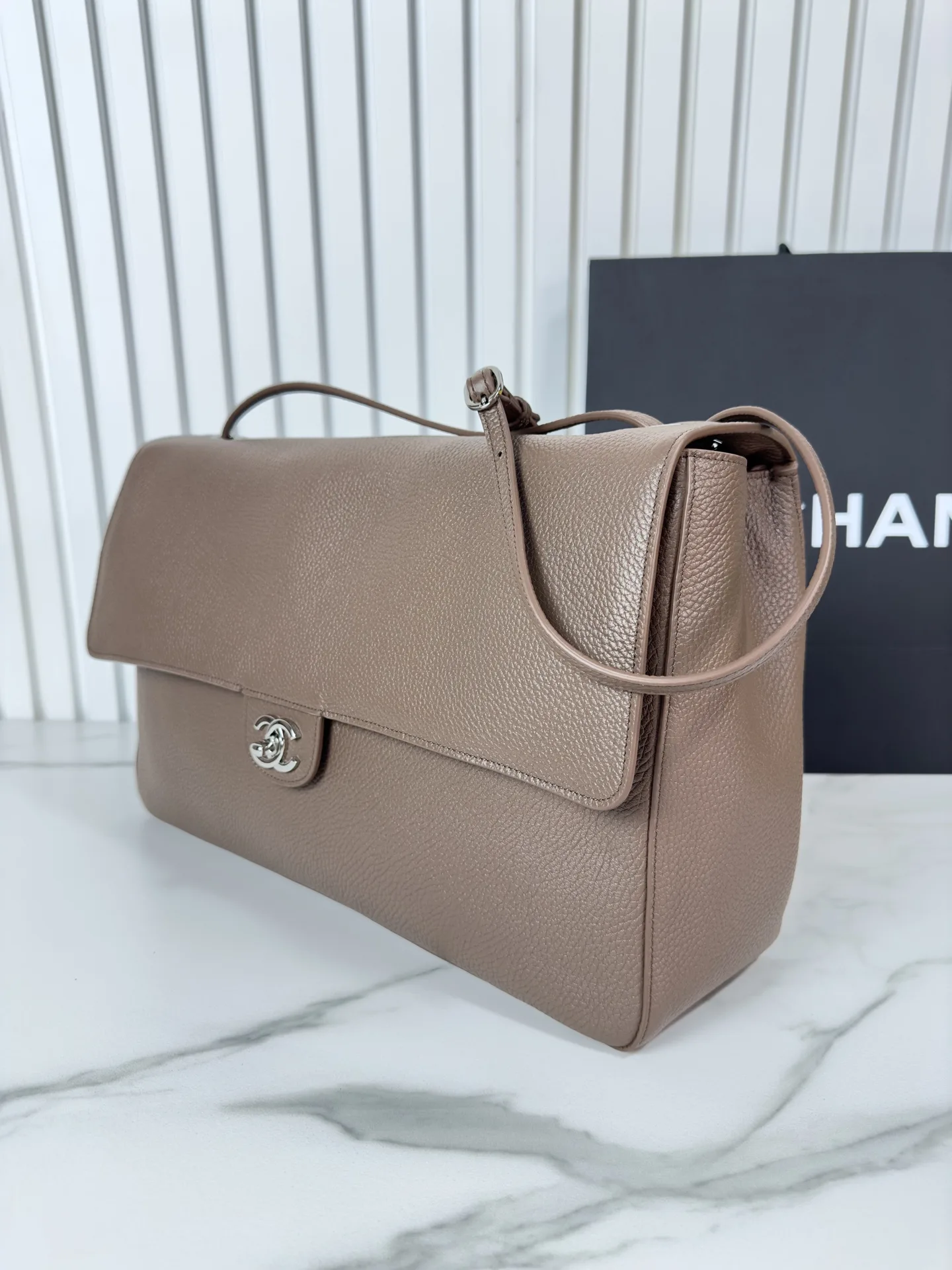 Chanel Brown Classic Flap Grained Leather Crossbody Bag product photo from LabelPicks