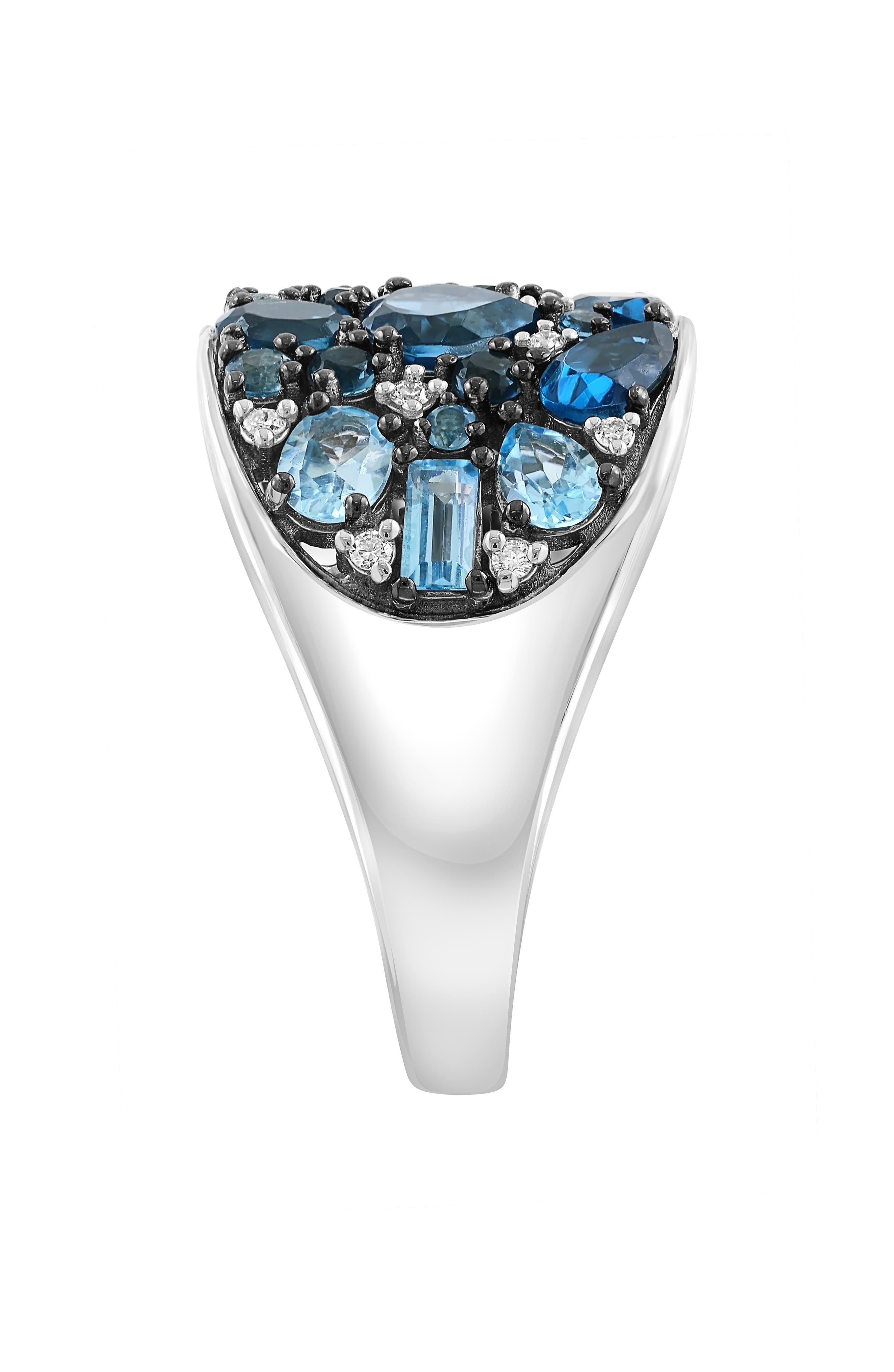 EFFY Sterling Silver Blue Topaz, London Blue Topaz & Diamond Ring