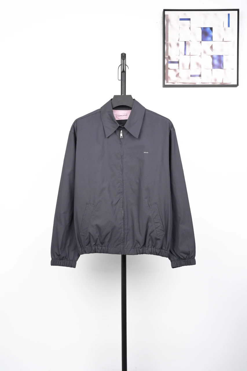 Prada Charcoal Zip Jacket with Pink Lining product photo from LabelPicks