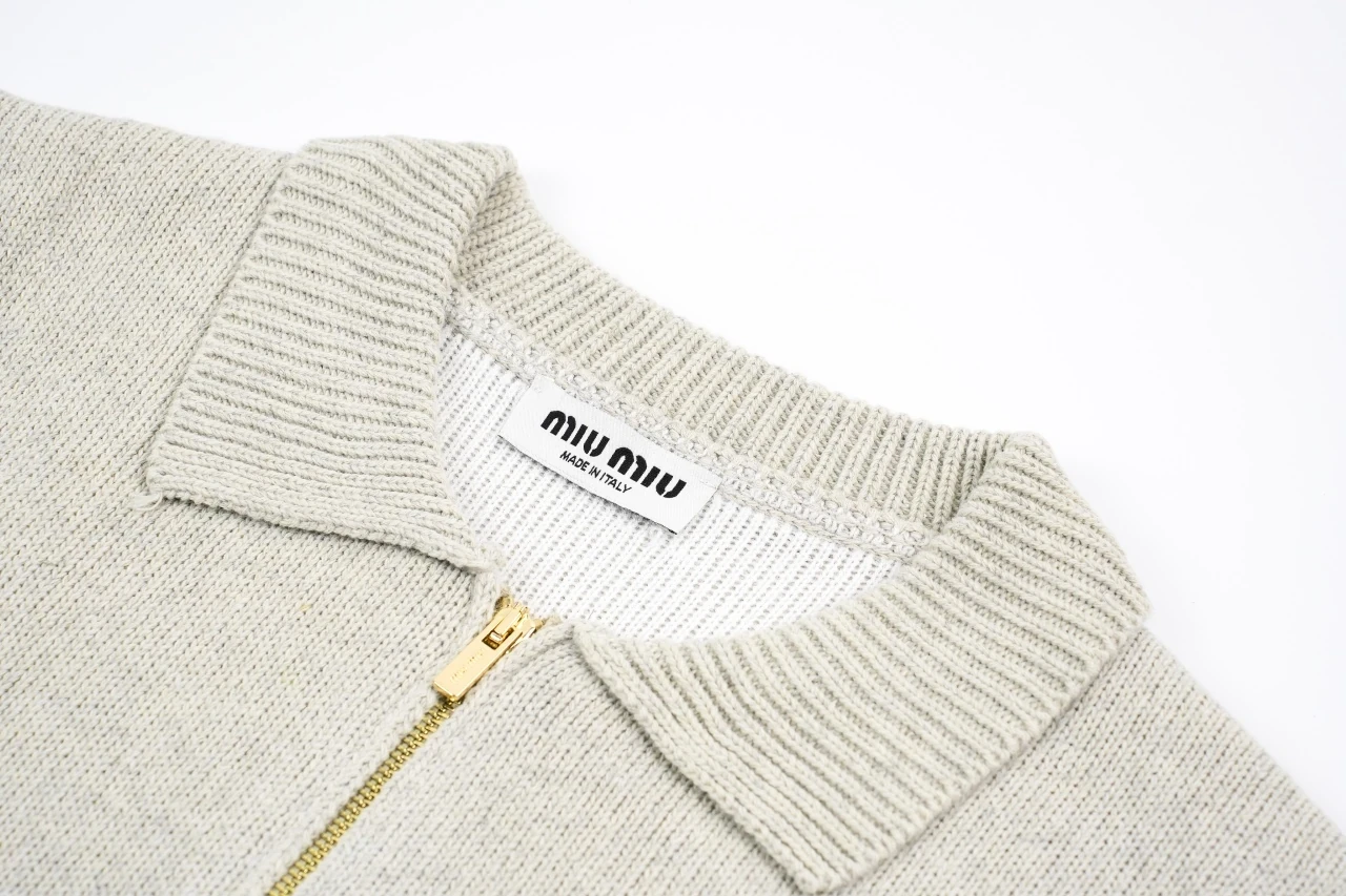 Miu Miu Oat Grey Wool Zip Jacket product photo from LabelPicks