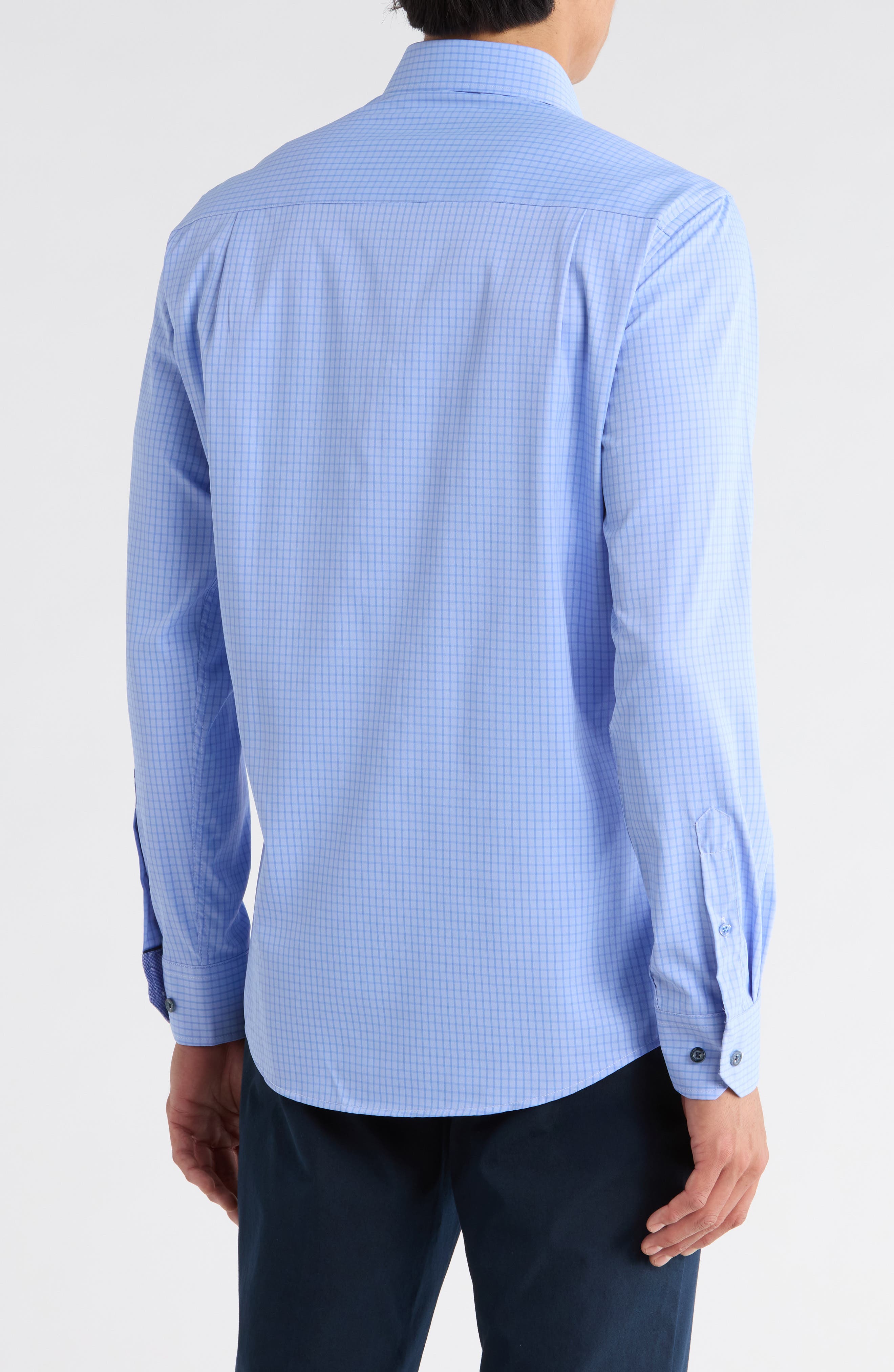 Duchamp Slim Fit Windowpane Check Dress Shirt