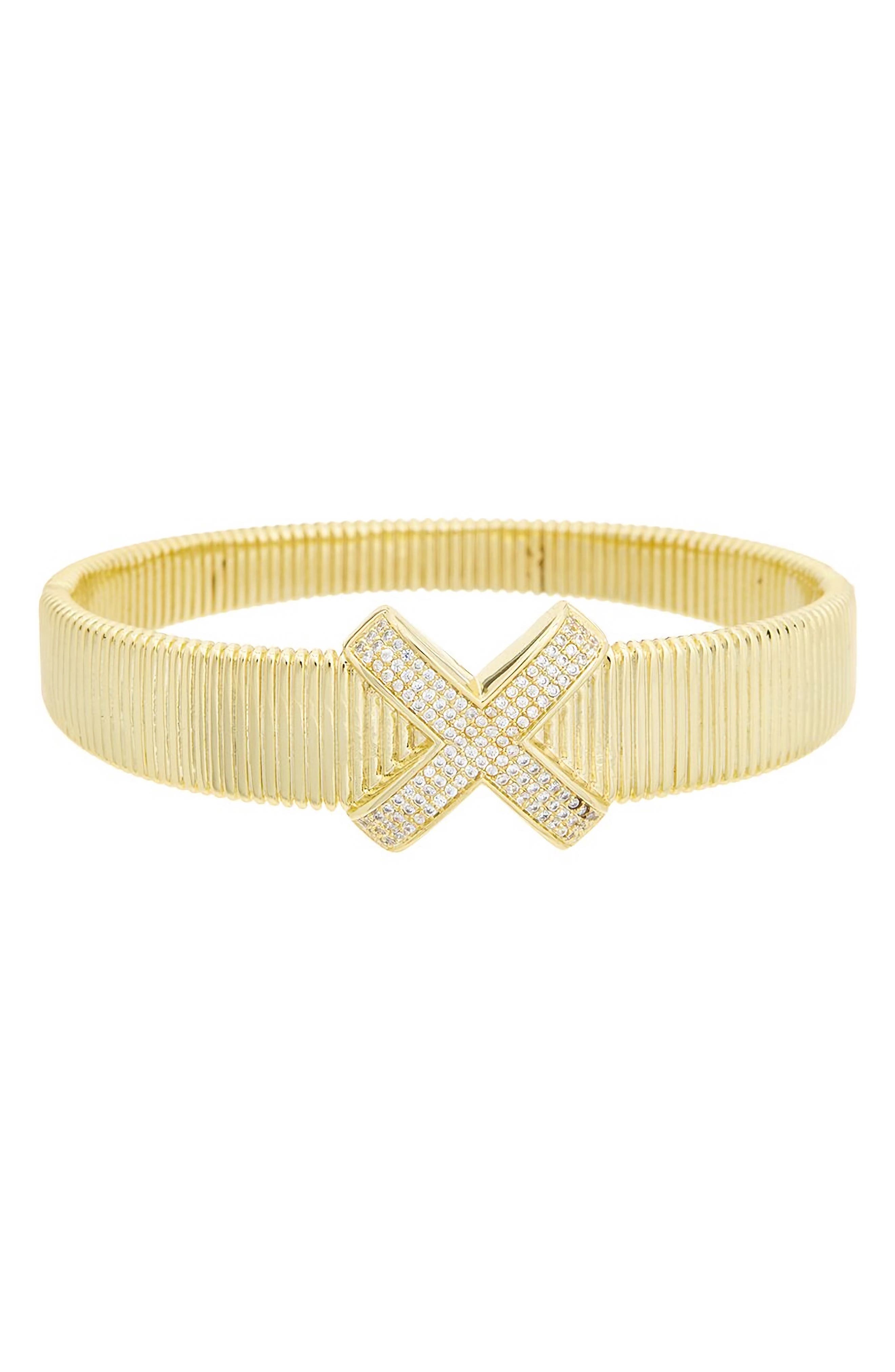 Juvell Pavé Cubic Zirconia X Bangle Bracelet