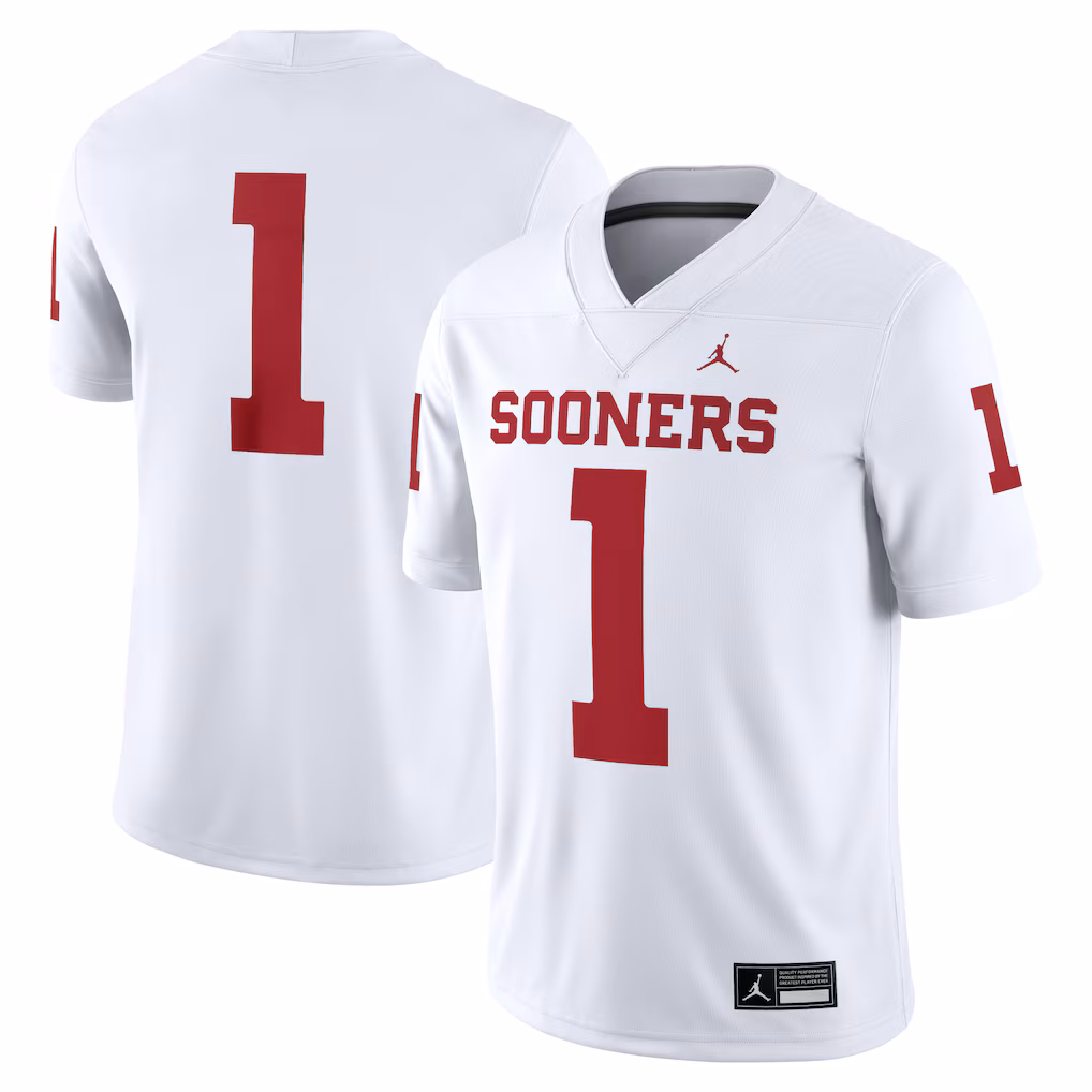 #1 Oklahoma Sooners Jordan Brand Game Jersey - Crimson/White