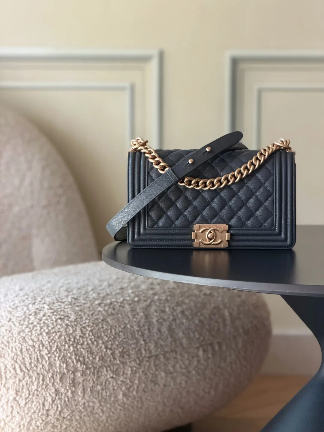 Chanel Grey Quilted Leather Shoulder Bag product photo from LabelPicks