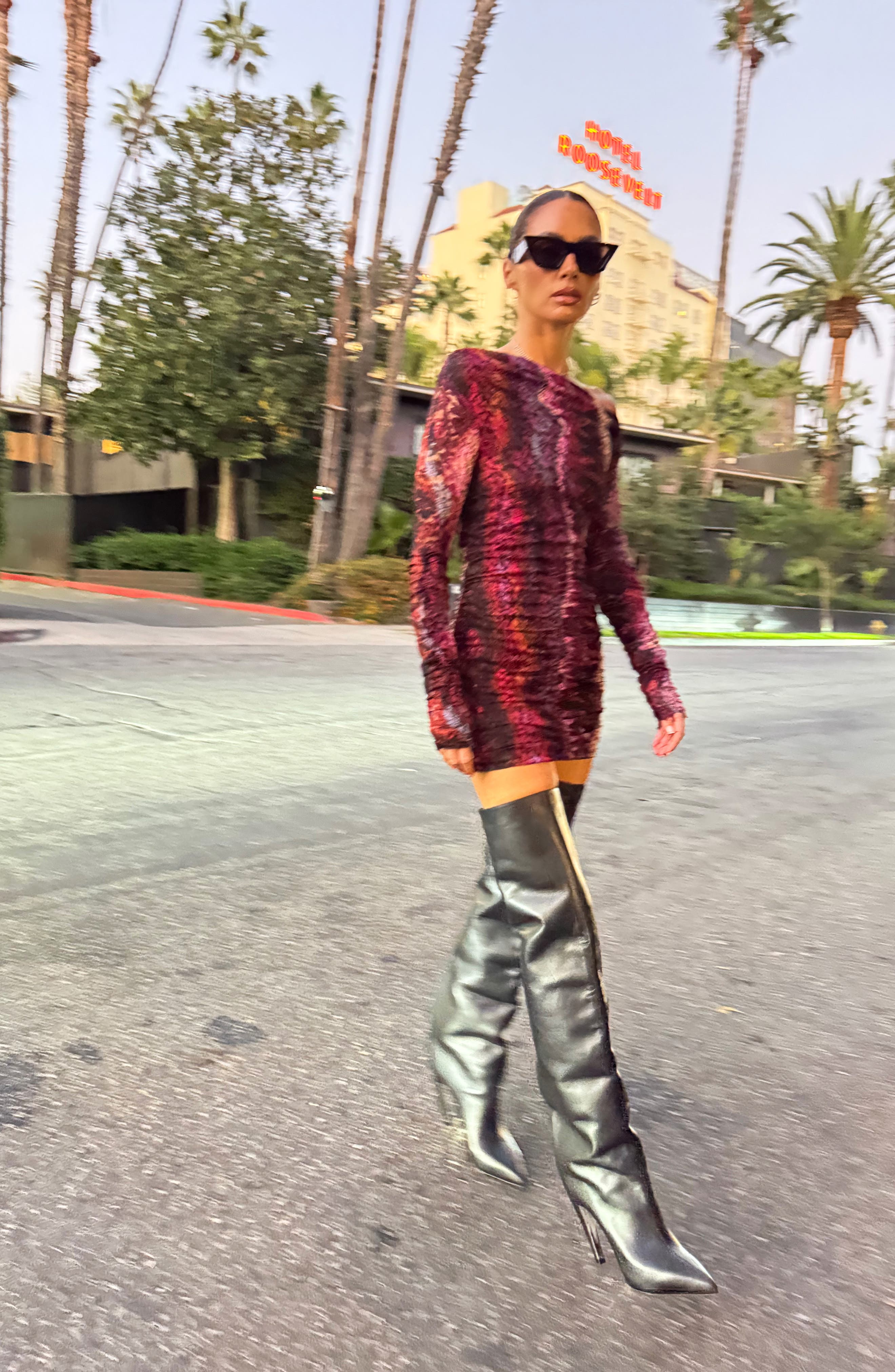 AFRM Montana Long Sleeve Lace Body-Con Minidress