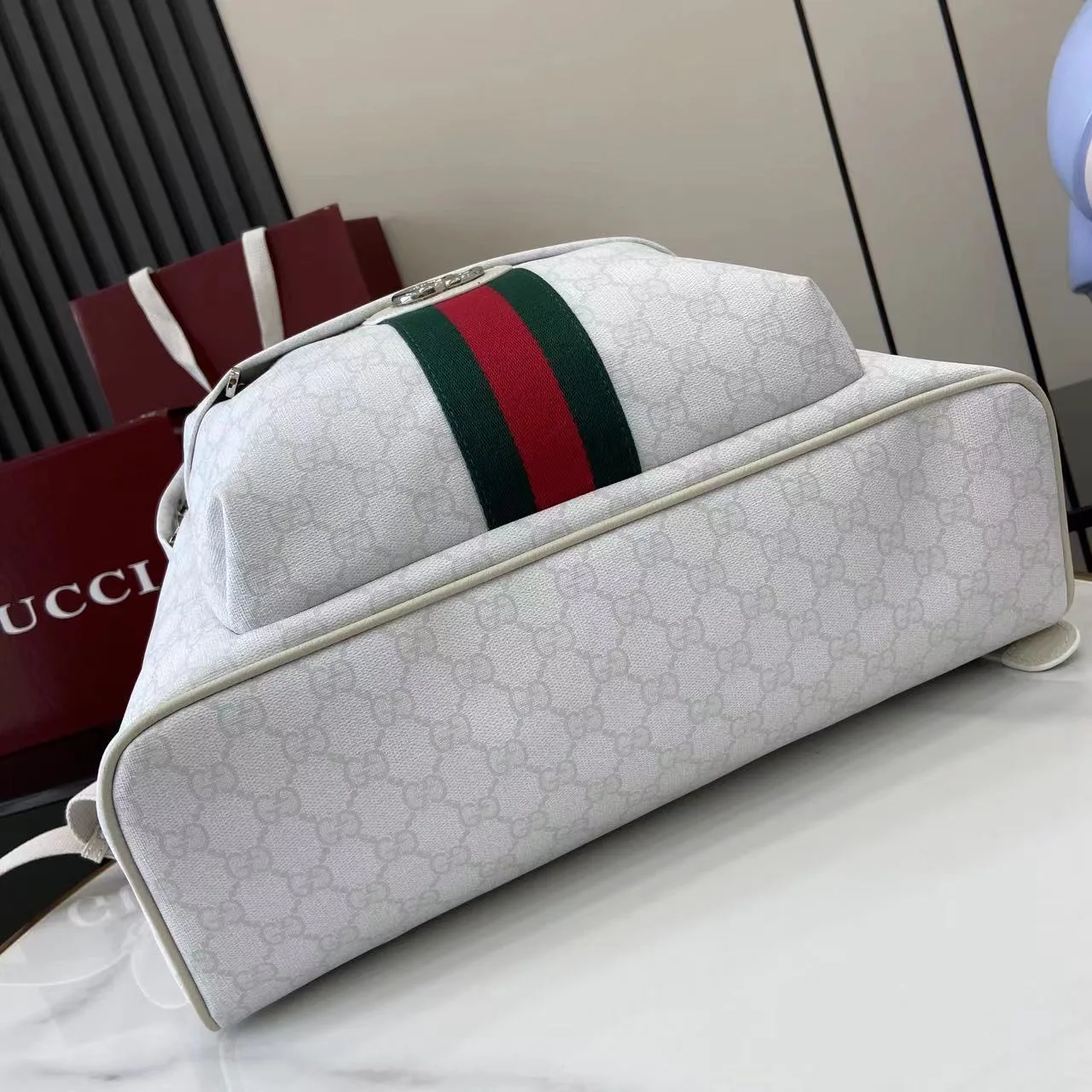 Gucci Ophidia White GG Supreme Canvas Backpack product photo from LabelPicks