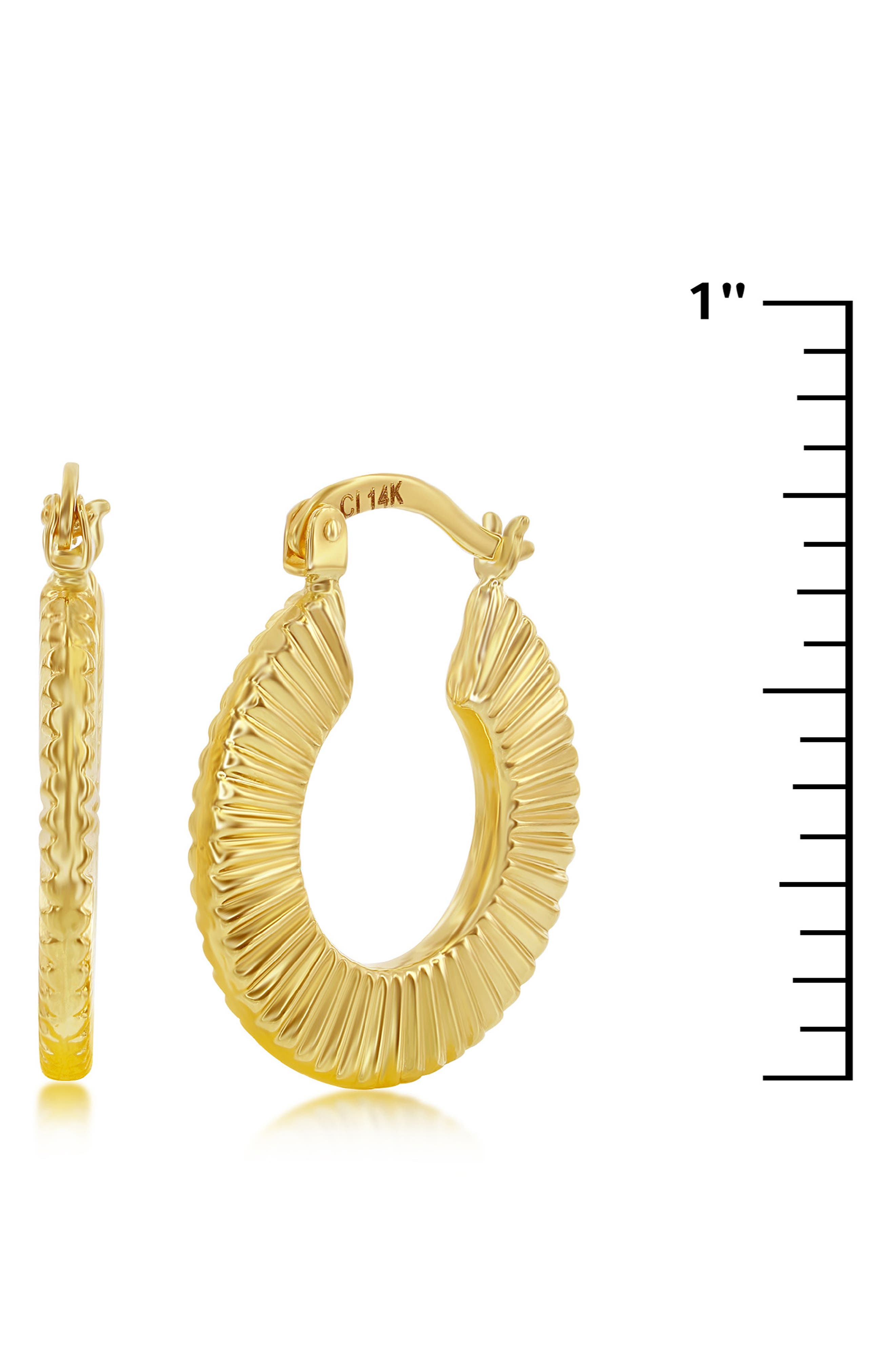 SIMONA 14K Gold Textured Hoop Earrings