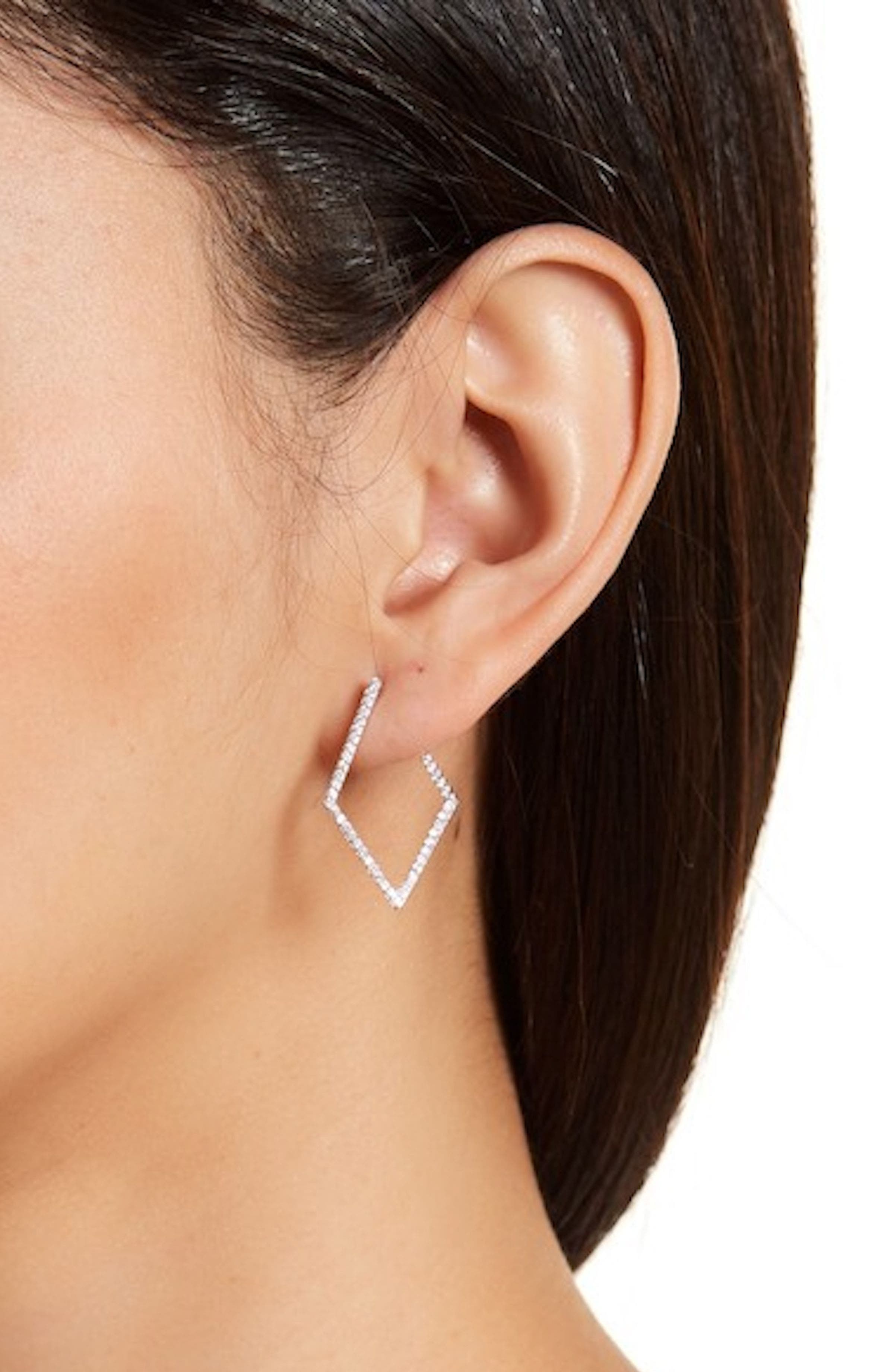 Adornia Set of 2 Cubic Zirconia Hoop & Front/Back Earrings