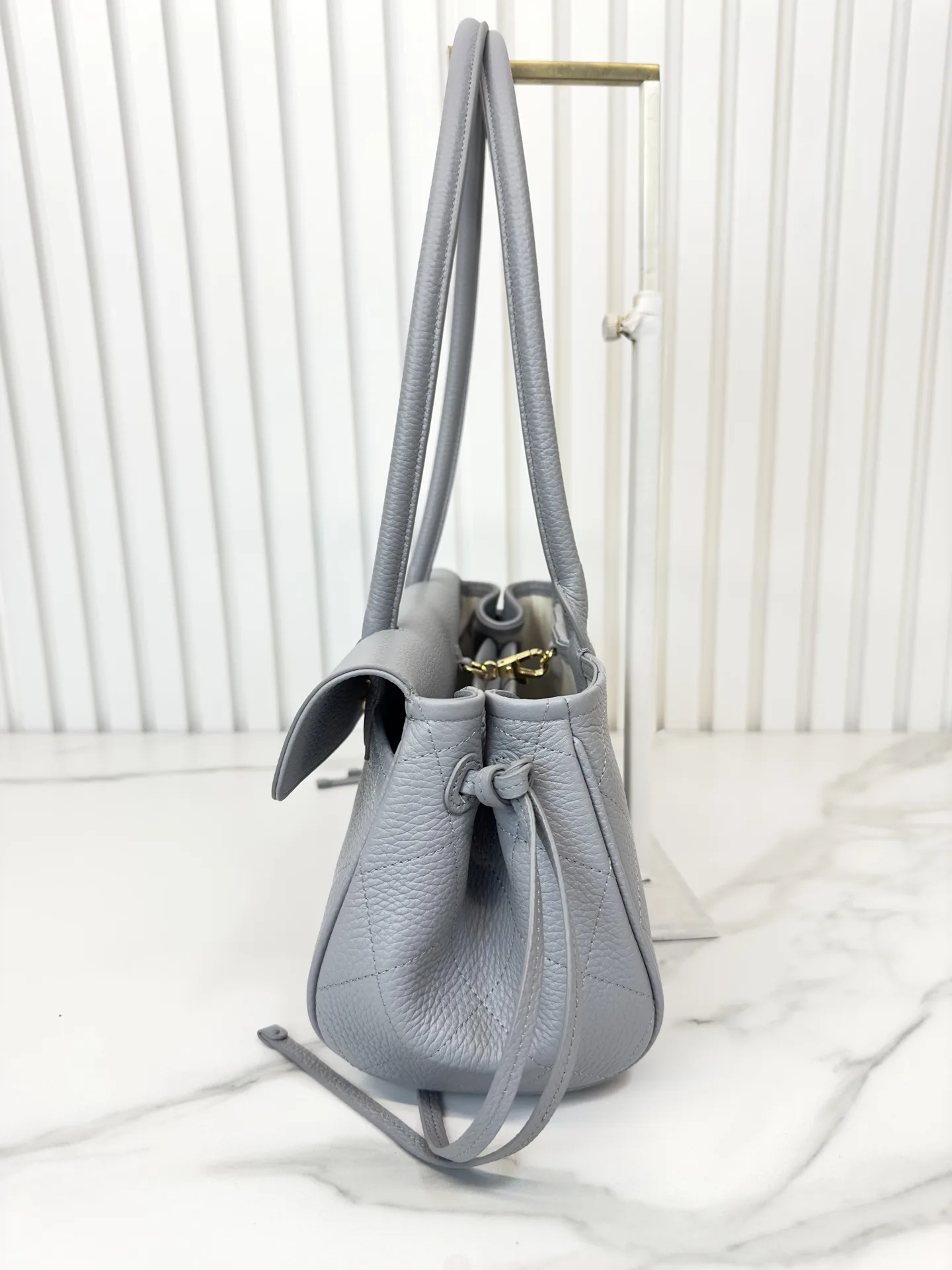 Chanel Grey Grained Leather Top Handle Bag product photo from LabelPicks