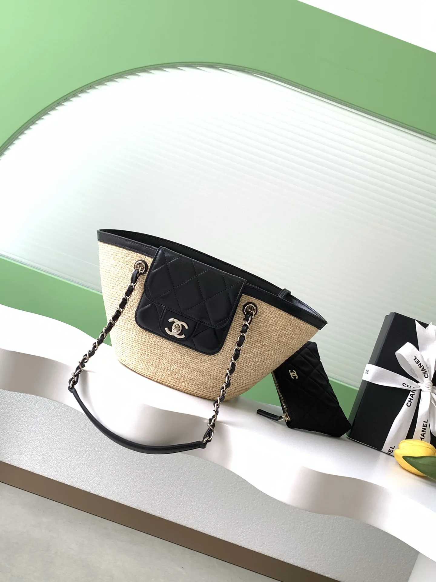 Chanel Black Straw Woven Tote Bag product photo from LabelPicks