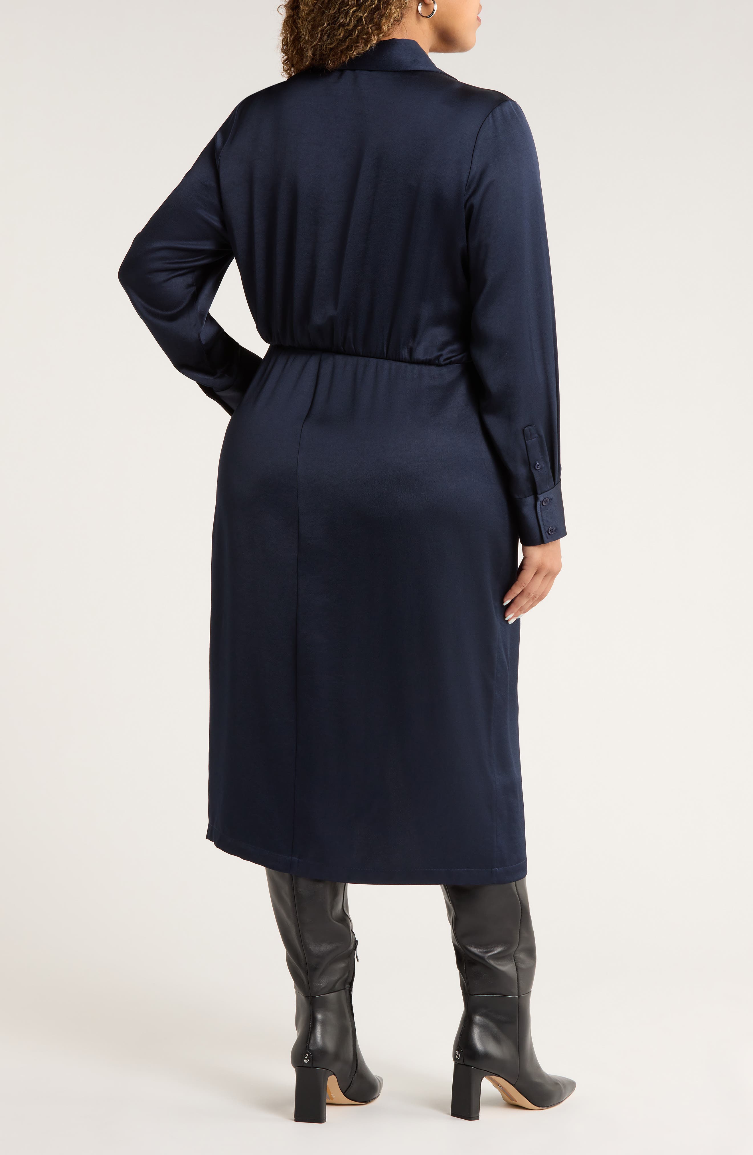 Nordstrom Long Sleeve Satin Shirtdress