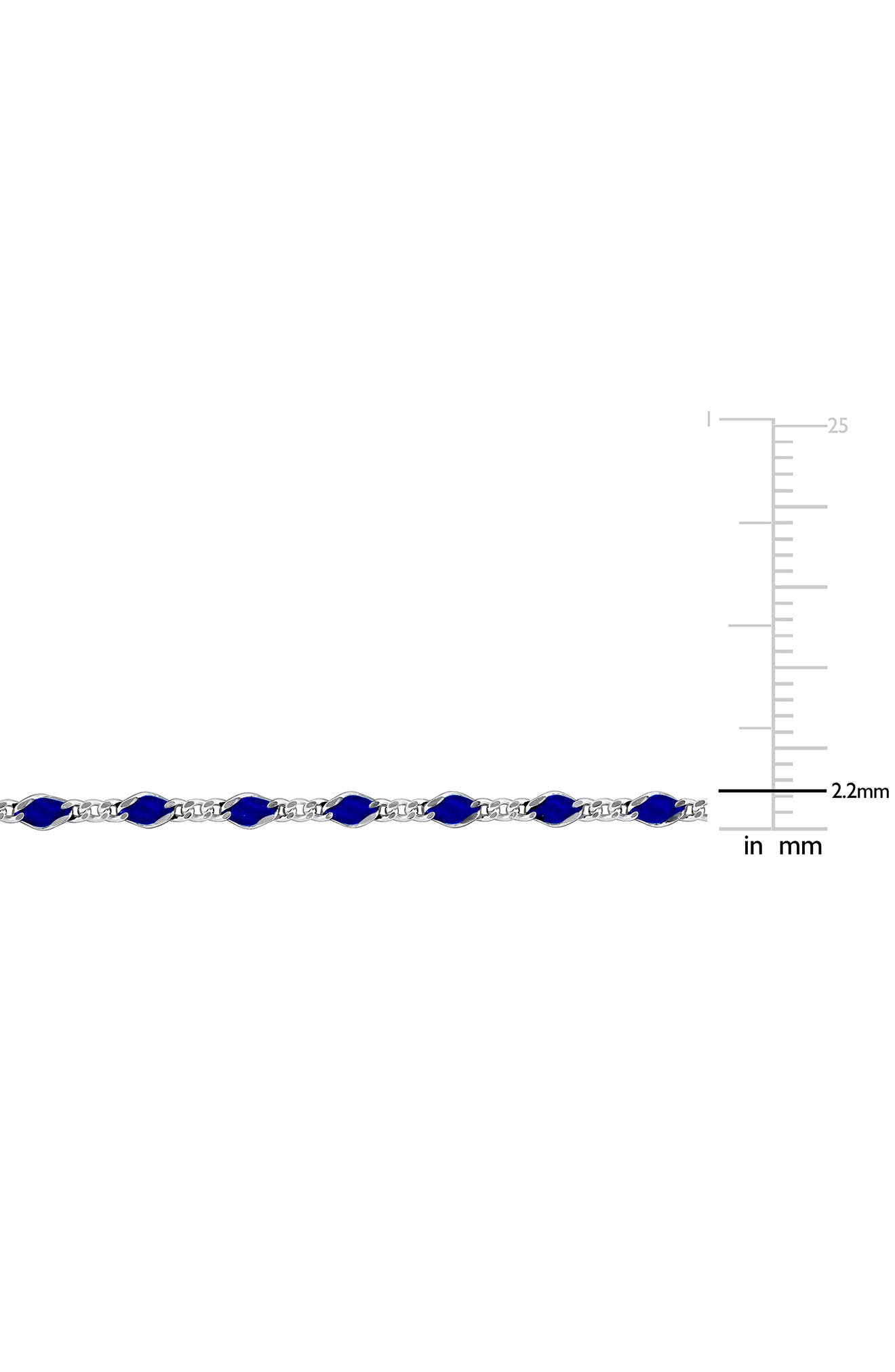 DELMAR Sterling Silver Blue Enamel Station Curb Chain Necklace